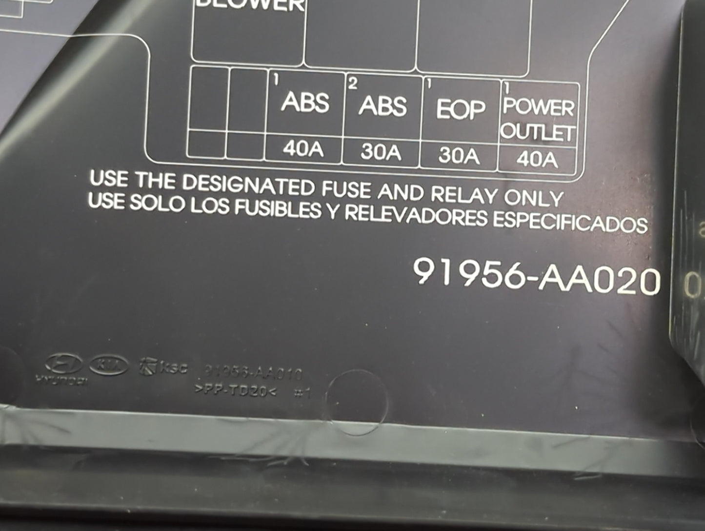 2021-2022 Hyundai Elantra Fusebox Fuse Box Panel Relay Module P/N:18980-09625 18980-09630, 91956-AA020 Fits Fits 2021 2022 O
