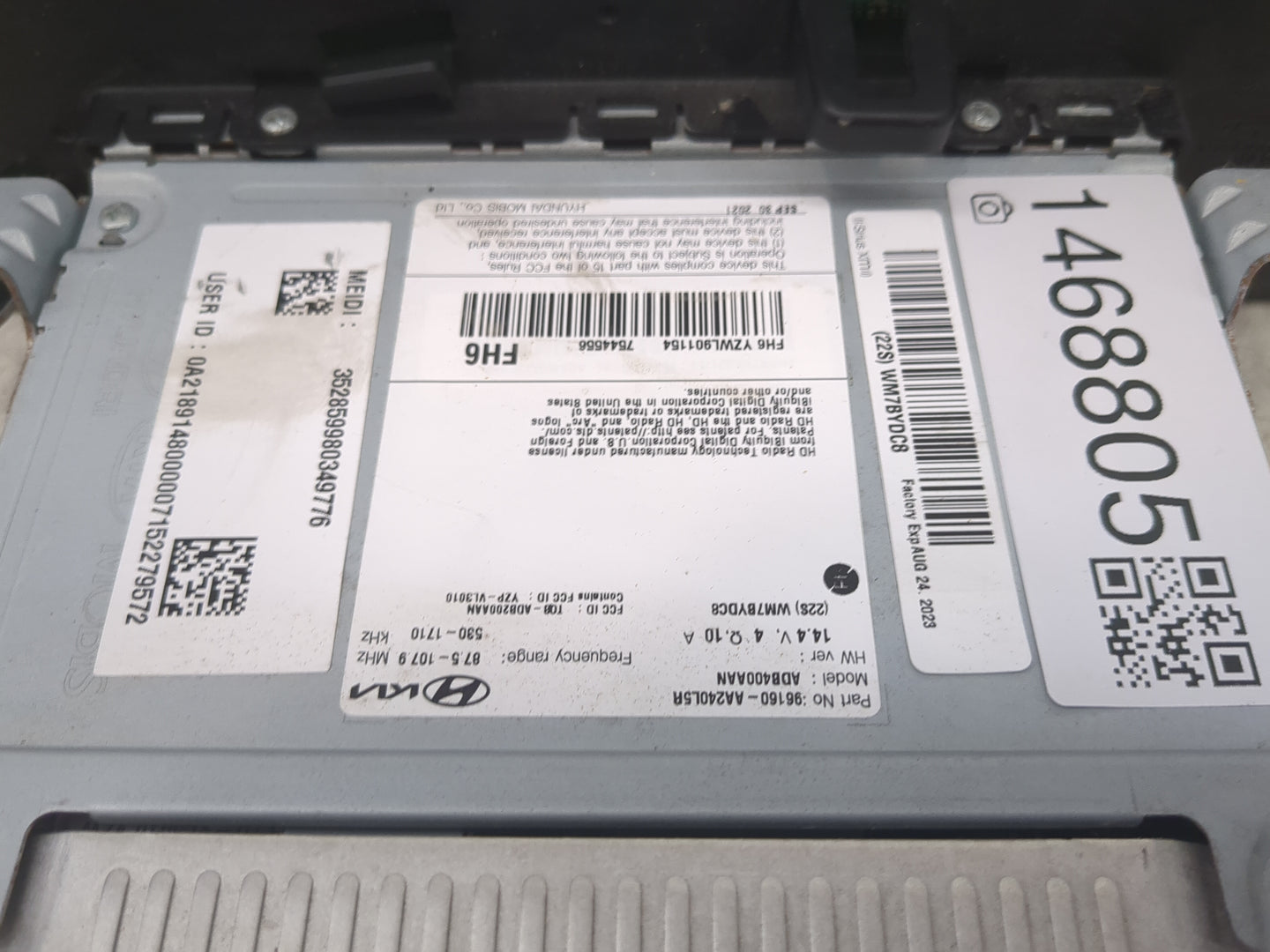 2021-2022 Hyundai Elantra Radio AM FM Cd Player Receiver Replacement P/N:96160-AA240LSR ADB400AAN Fits Fits 2021 2022 OEM Us