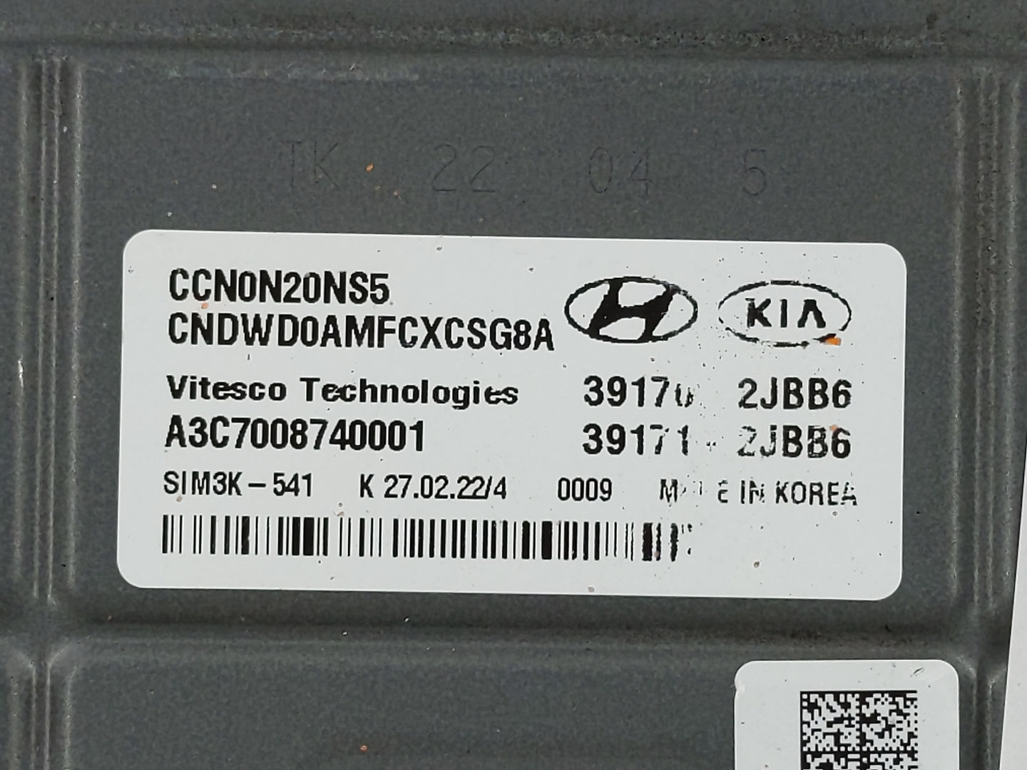 2021-2022 Hyundai Elantra PCM Engine Control Computer ECU ECM PCU OEM P/N:39170-2JBB6 39171-2JBB6 Fits Fits 2021 2022 OEM Us