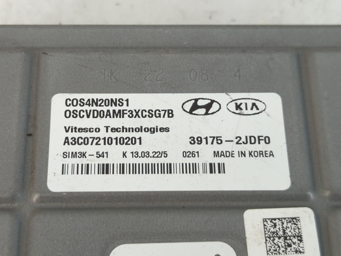 2022 Hyundai Kona PCM Engine Control Computer ECU ECM PCU OEM P/N:39175-2JDF0 Fits OEM Used Auto Parts - Oemusedautoparts1.c