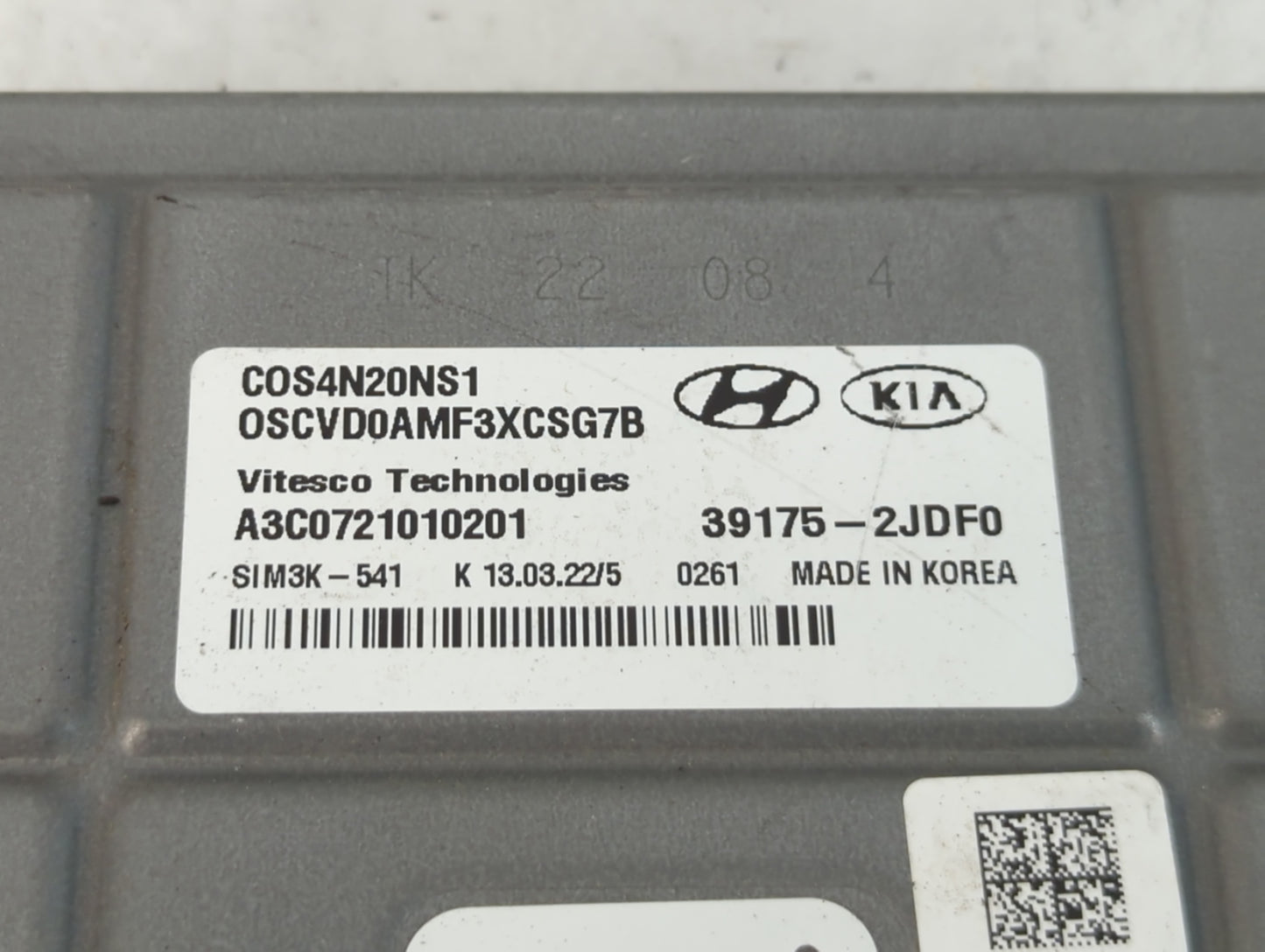 2022 Hyundai Kona PCM Engine Control Computer ECU ECM PCU OEM P/N:39175-2JDF0 Fits OEM Used Auto Parts - Oemusedautoparts1.c