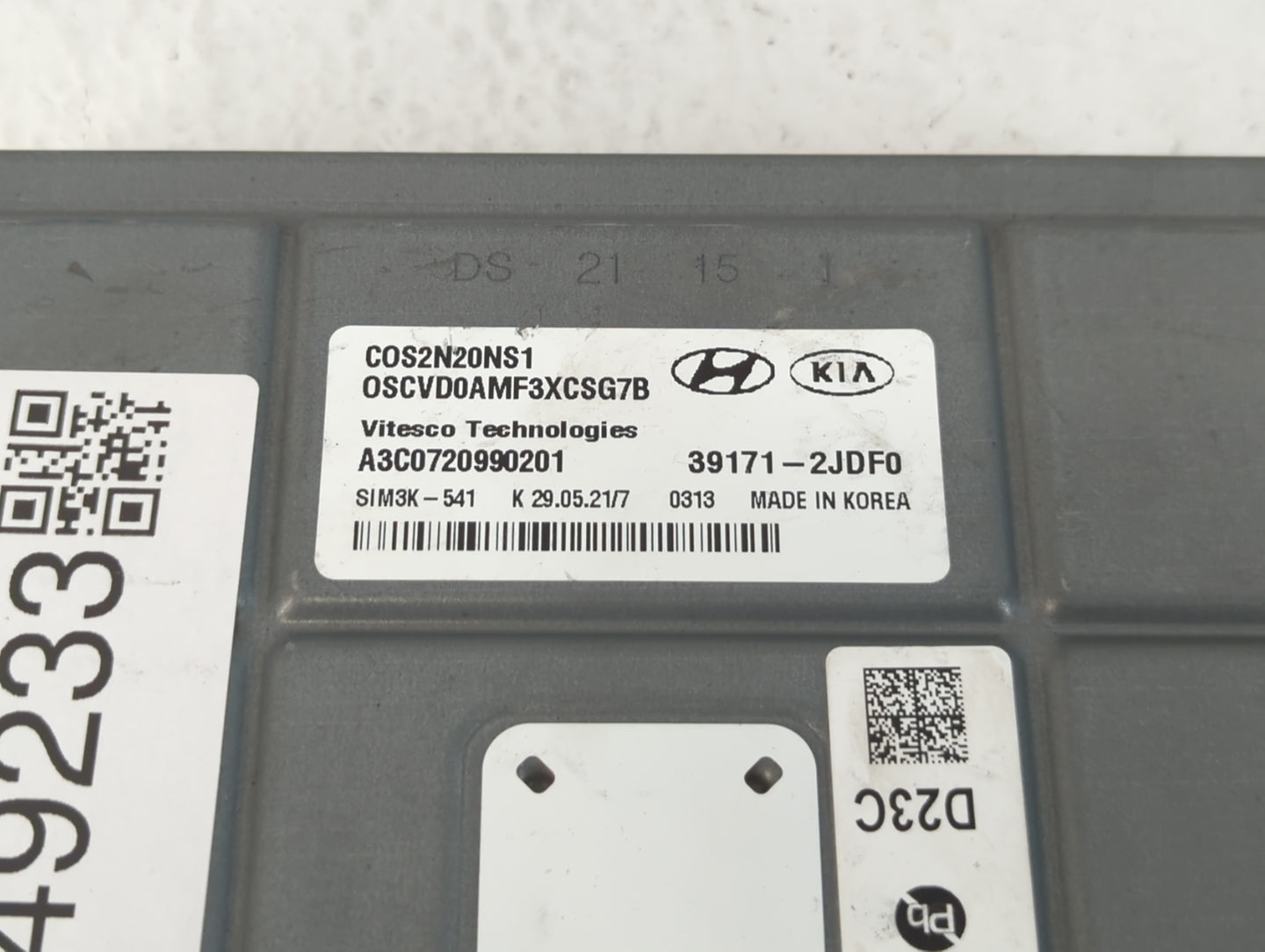 2022 Hyundai Kona PCM Engine Control Computer ECU ECM PCU OEM P/N:39171-2JDF0 Fits OEM Used Auto Parts - Oemusedautoparts1.c