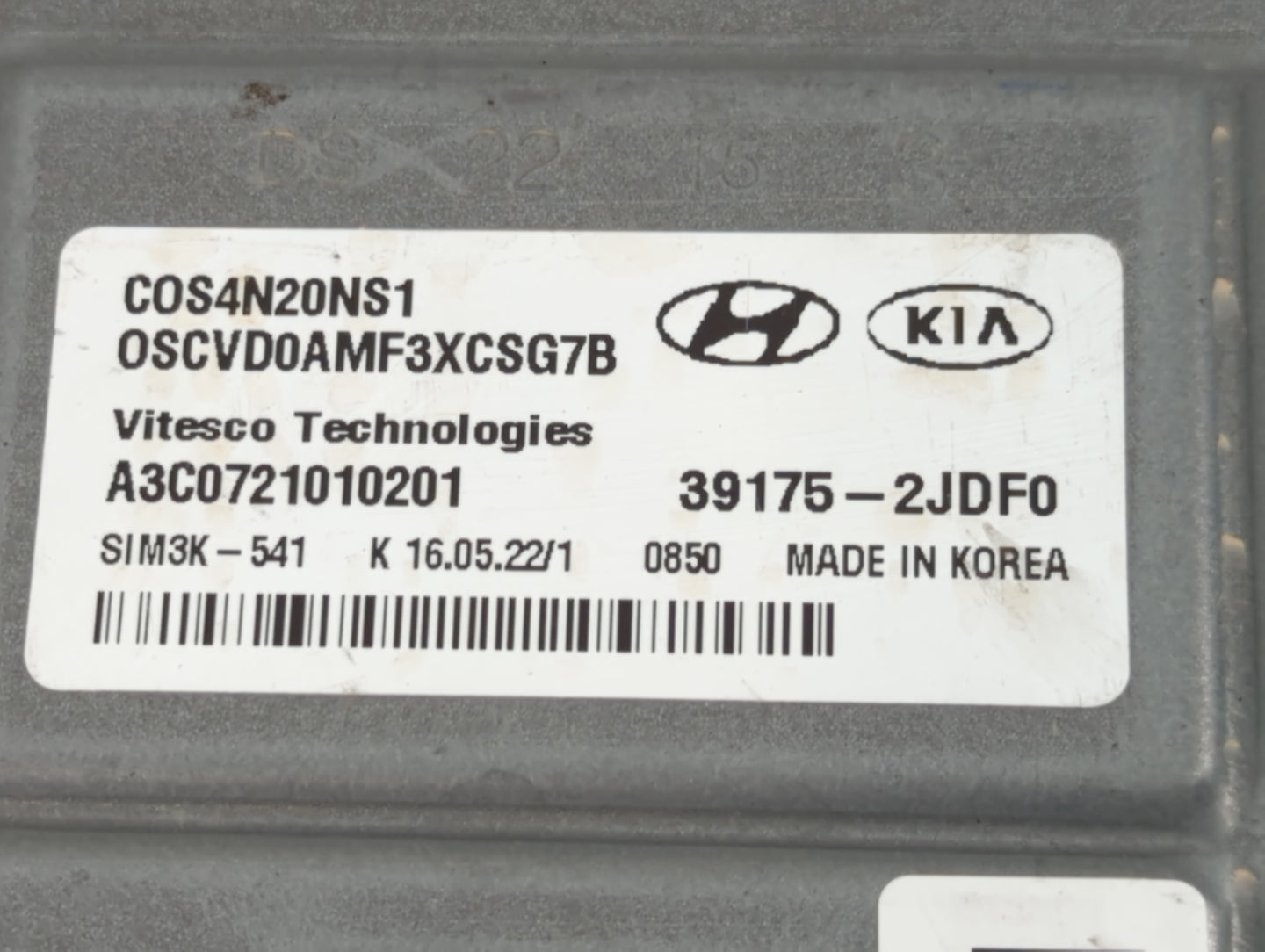 2022 Hyundai Kona PCM Engine Control Computer ECU ECM PCU OEM P/N:39175-2JDF0 Fits OEM Used Auto Parts - Oemusedautoparts1.c