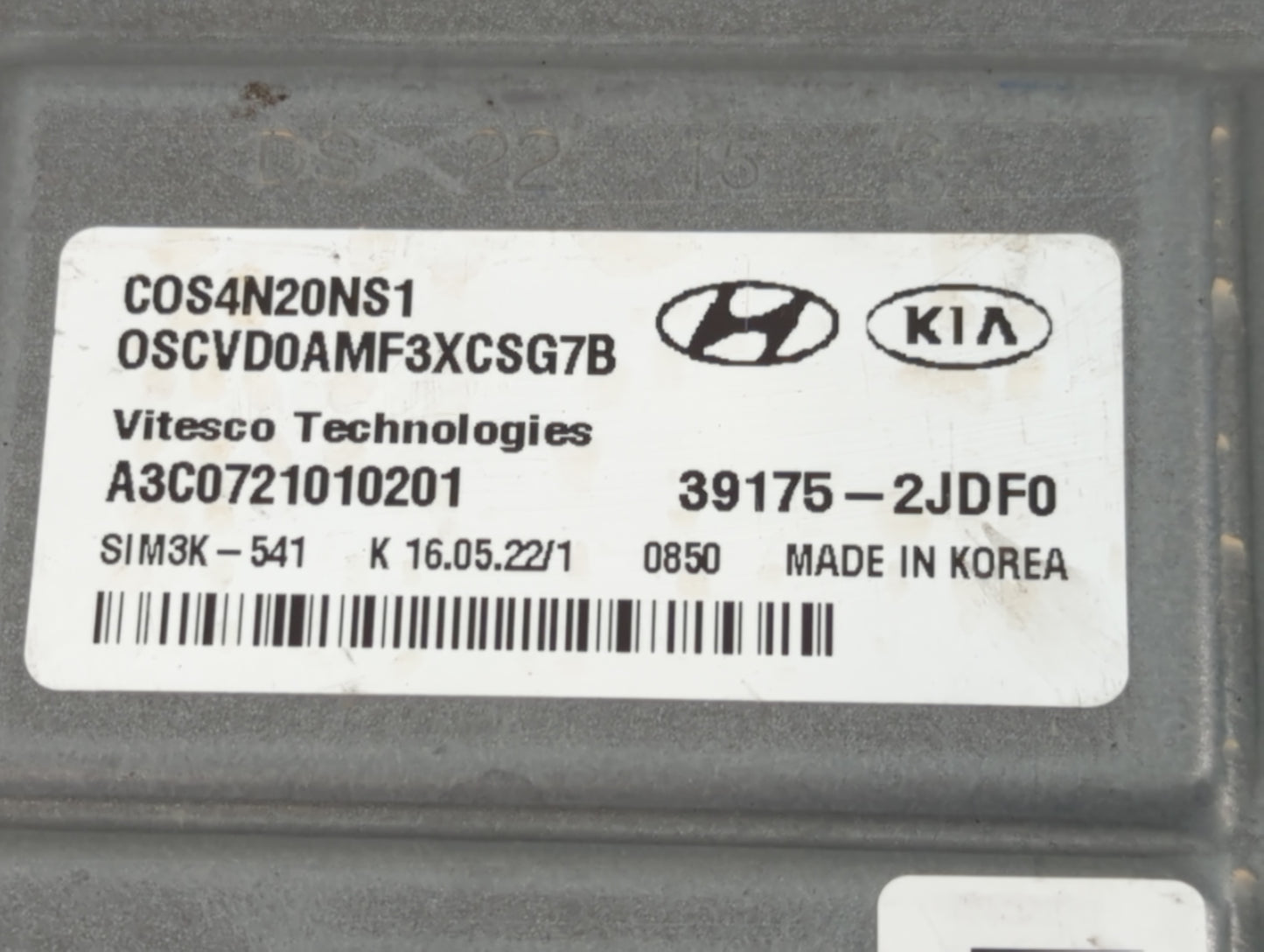 2022 Hyundai Kona PCM Engine Control Computer ECU ECM PCU OEM P/N:39175-2JDF0 Fits OEM Used Auto Parts - Oemusedautoparts1.c