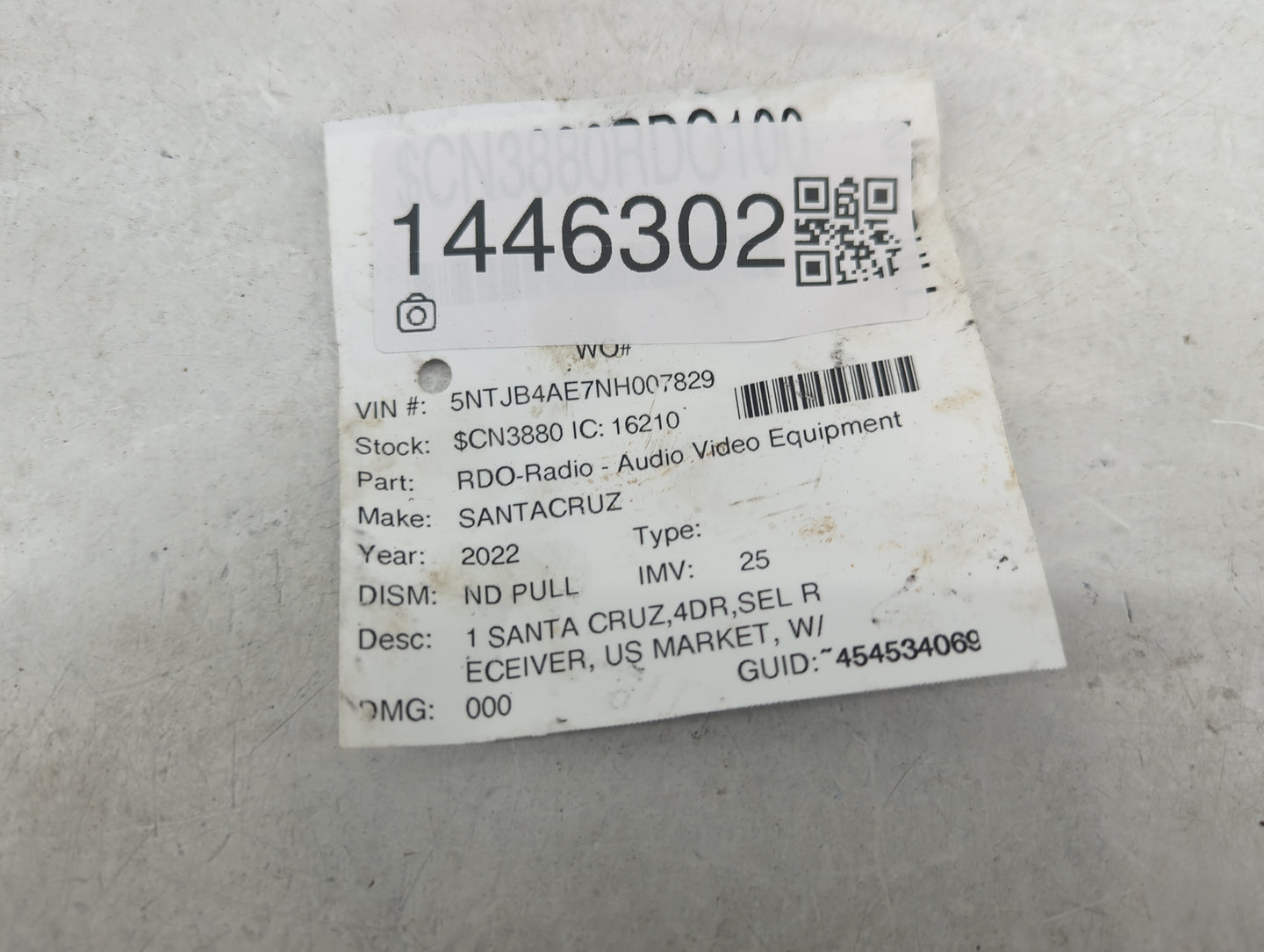 2022 Hyundai Santa Cruz Radio AM FM Cd Player Receiver Replacement P/N:96140-K5125 AD8460NAN, K120/MDJL700333N Fits OEM Used