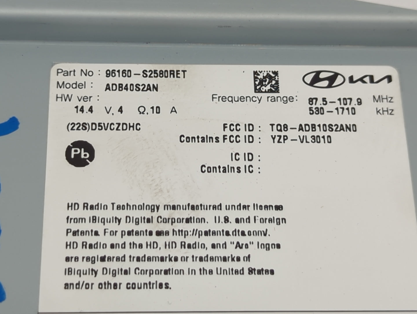 2021 Hyundai Santa Fe Radio AM FM Cd Player Receiver Replacement P/N:96160-S2580RET Fits OEM Used Auto Parts - Oemusedautopa