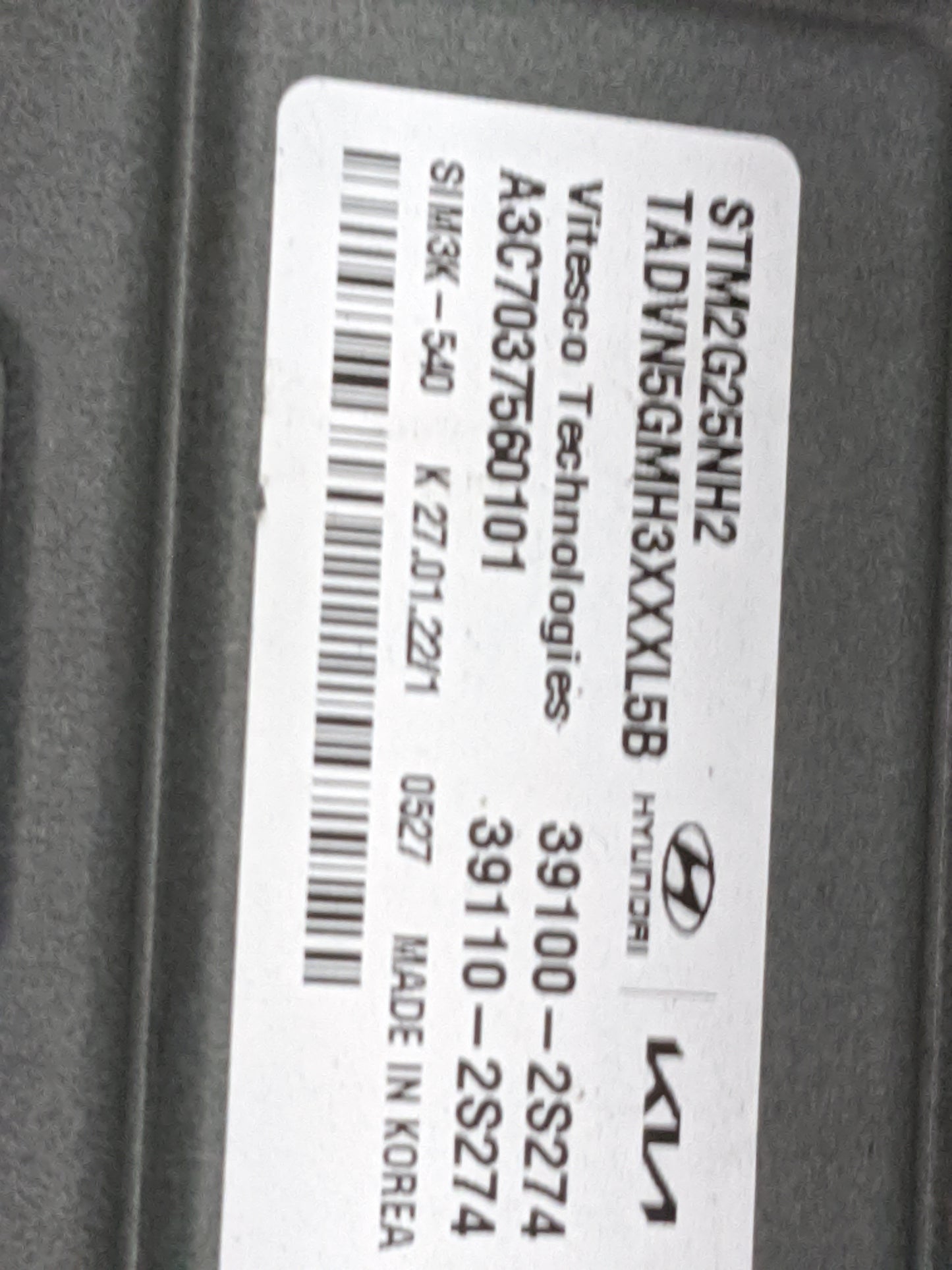 2022 Hyundai Santa Fe PCM Engine Control Computer ECU ECM PCU OEM P/N:39100-2S274 39110-2S274, STM2G25NH2, TADVN5GMH3XXXL5B 