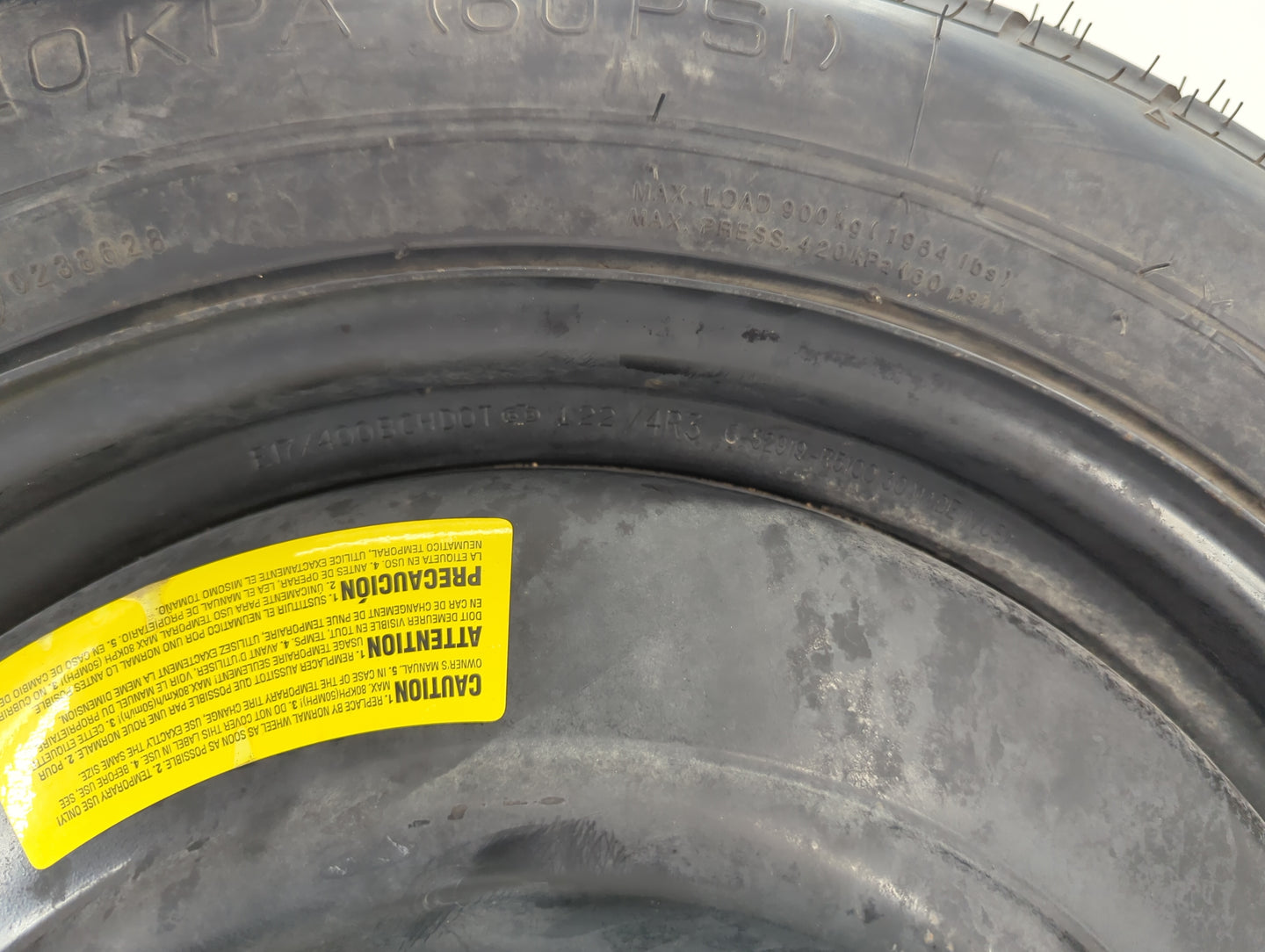 2022 Hyundai Santa Fe Spare Donut Tire Wheel Rim Oem - Oemusedautoparts1.com