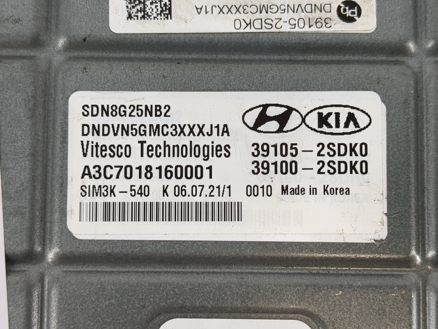 2022 Hyundai Sonata PCM Engine Control Computer ECU ECM PCU OEM P/N:39105-2SDK0 39100-2SDK0 Fits OEM Used Auto Parts - Oemus
