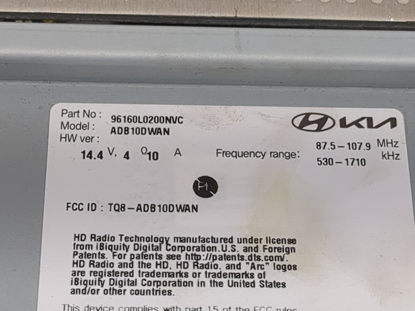 2020-2023 Hyundai Sonata Radio AM FM Cd Player Receiver Replacement P/N:96160L0200NVC ADB10DWAN Fits Fits 2020 2021 2022 202