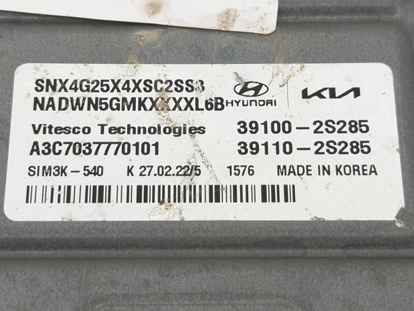 2022 Hyundai Tucson PCM Engine Control Computer ECU ECM PCU OEM P/N:39110-2S285 39100-2S285 Fits OEM Used Auto Parts - Oemus