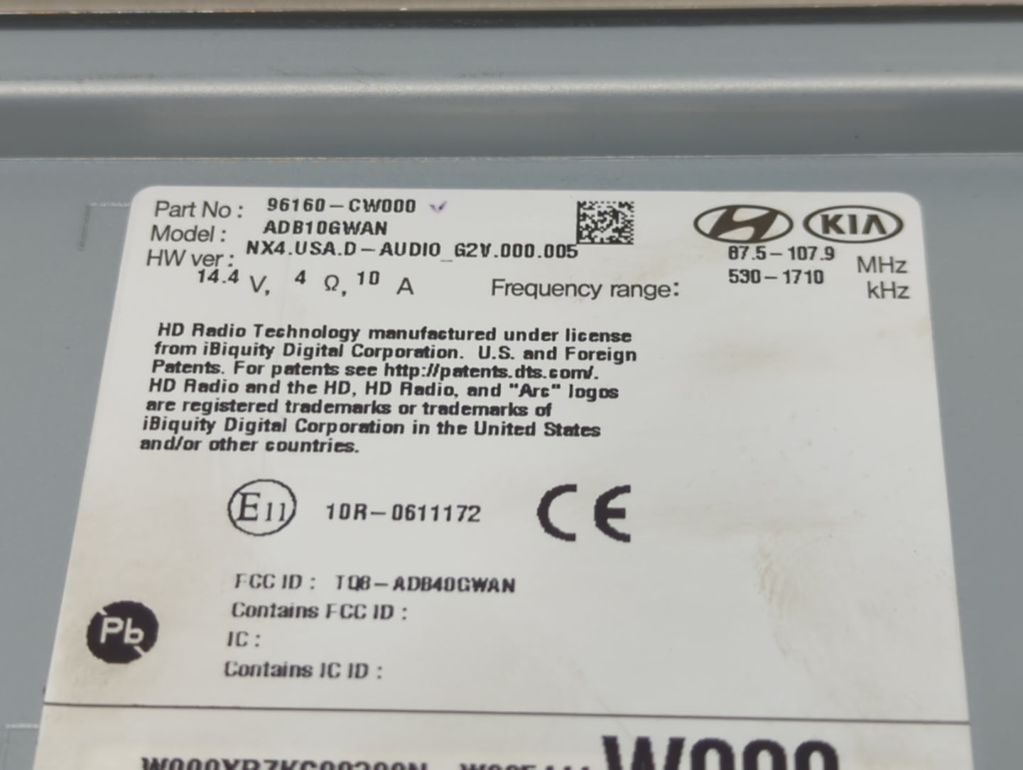 2022 Hyundai Tucson Radio AM FM Cd Player Receiver Replacement P/N:96160-CW010 Fits OEM Used Auto Parts - Oemusedautoparts1.