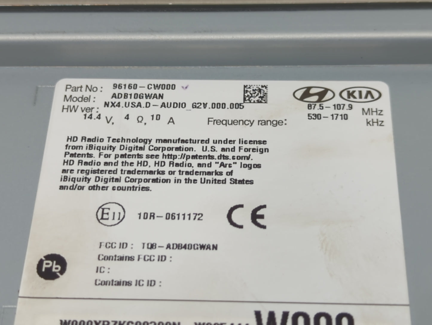 2022 Hyundai Tucson Radio AM FM Cd Player Receiver Replacement P/N:96160-CW010 Fits OEM Used Auto Parts - Oemusedautoparts1.