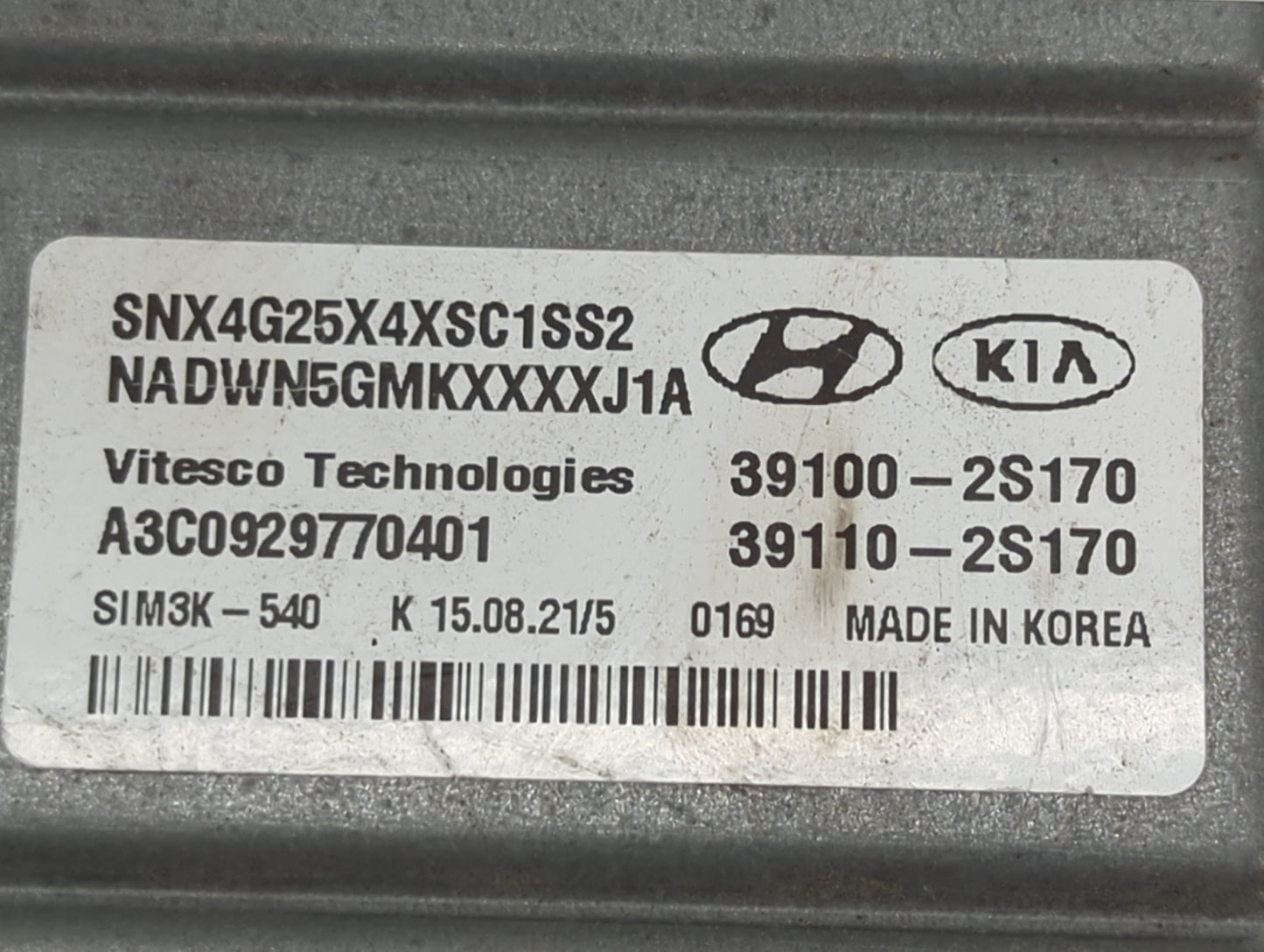 2022 Hyundai Tucson PCM Engine Control Computer ECU ECM PCU OEM P/N:39100-2S170 39110-2S170, A3C0929770401, SNX4G25X4XSC1SS2