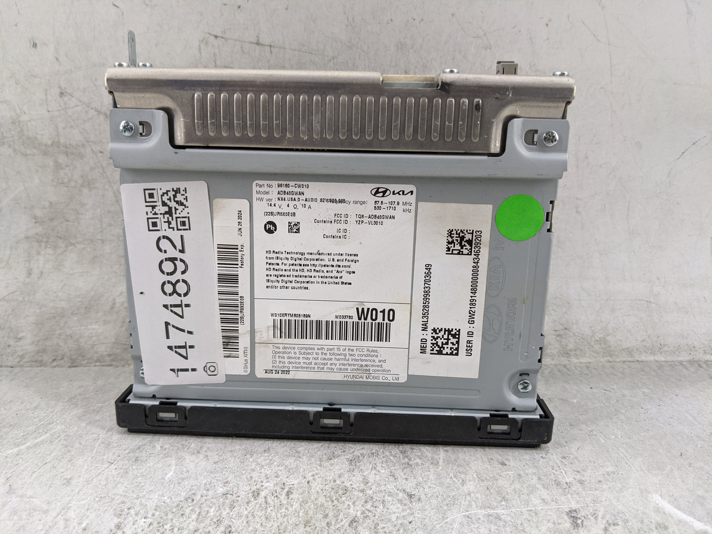 2022 Hyundai Tucson Radio AM FM Cd Player Receiver Replacement P/N:96160-CW010 ADB40GWAN, TQ8-ADB40GWAN, YZP-VL3010 Fits OEM