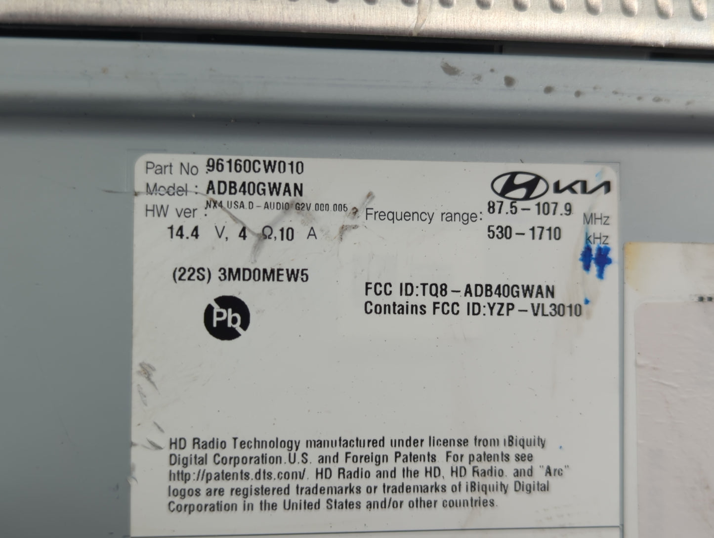 2022 Hyundai Tucson Radio AM FM Cd Player Receiver Replacement P/N:96160CW010 Fits OEM Used Auto Parts - Oemusedautoparts1.c