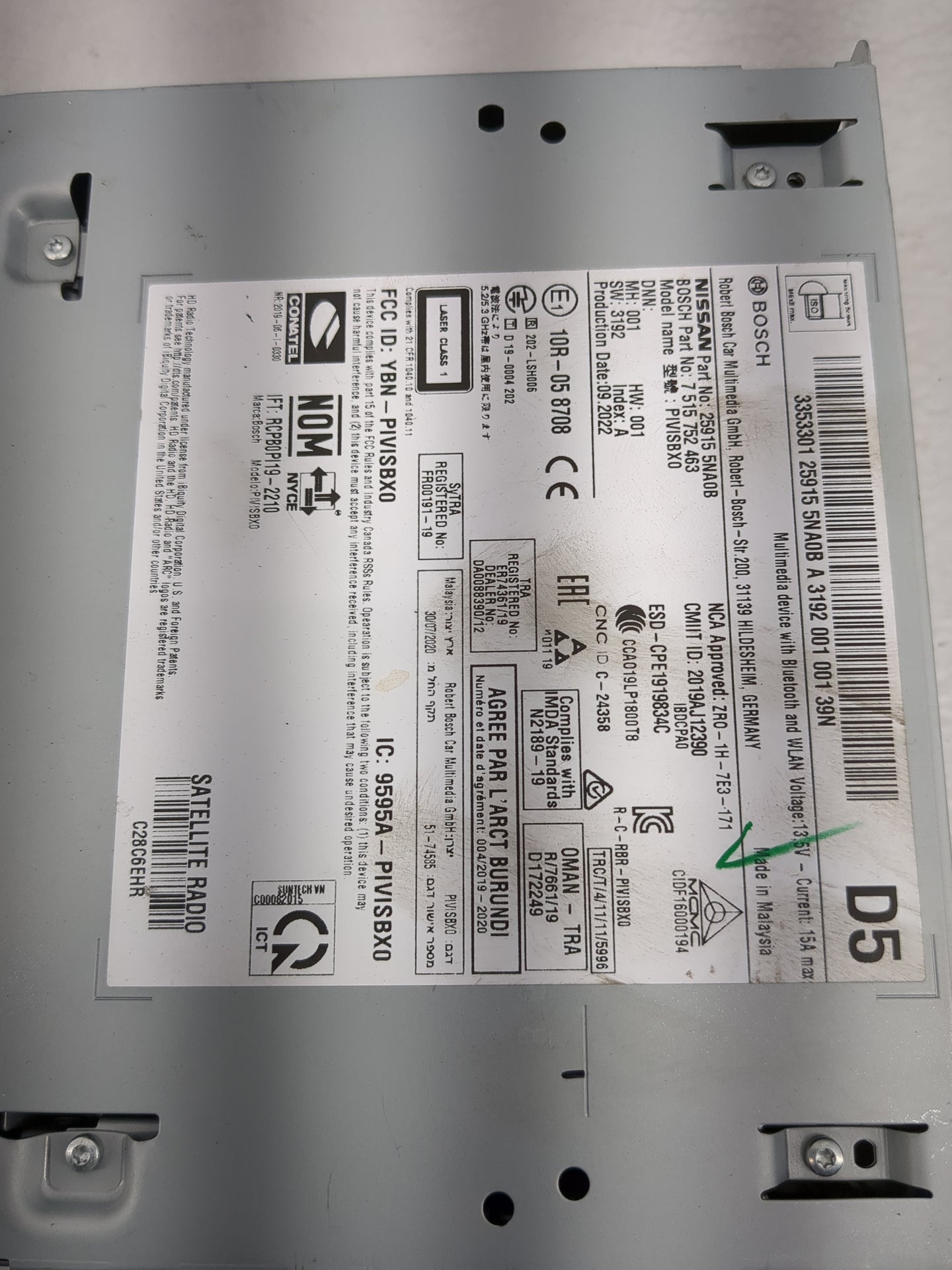2019-2020 Infiniti Qx50 Radio AM FM Cd Player Receiver Replacement Fits Fits 2019 2020 OEM Used Auto Parts - Oemusedautopart