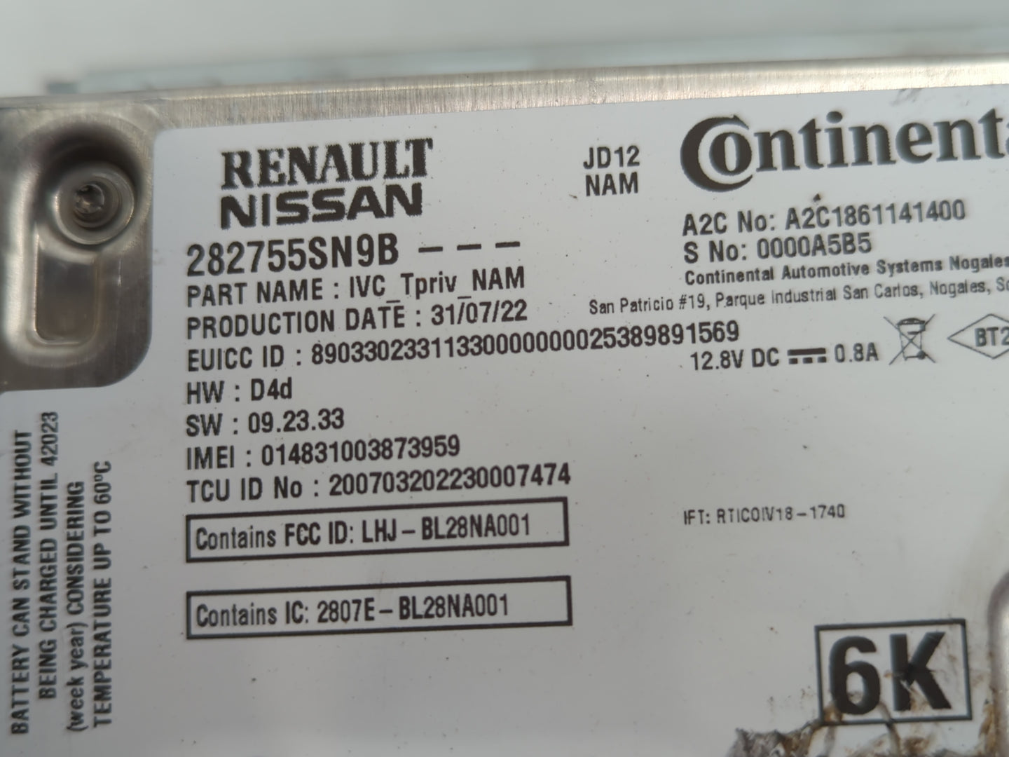 2019-2020 Infiniti Qx50 Radio AM FM Cd Player Receiver Replacement P/N:282755SN9B Fits Fits 2019 2020 OEM Used Auto Parts - 