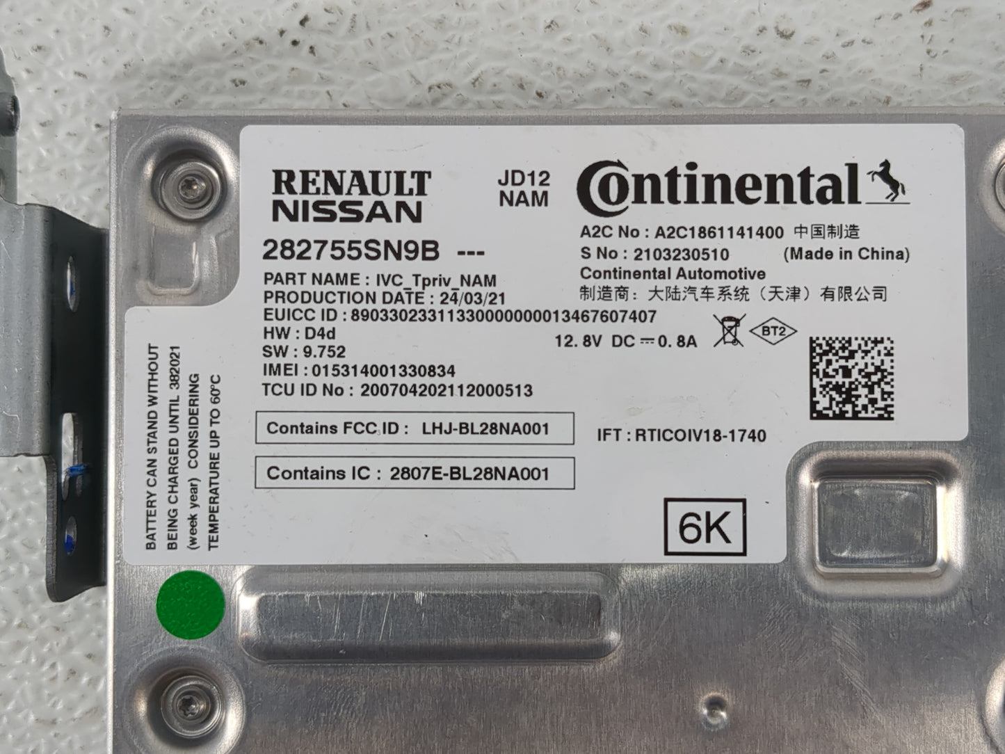 Infiniti Qx56 Telematics Control Module 282755sn9b - Oemusedautoparts1.com