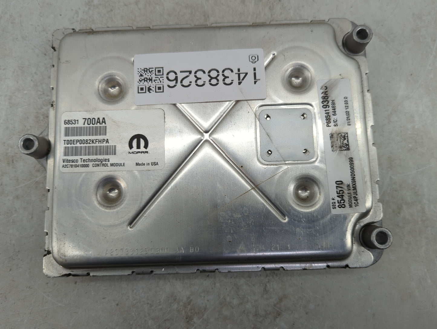 2022 Jeep Cherokee PCM Engine Control Computer ECU ECM PCU OEM P/N:68531700AA T00EP0082KFHPA, A2C7810410000, P68541938AC Fit