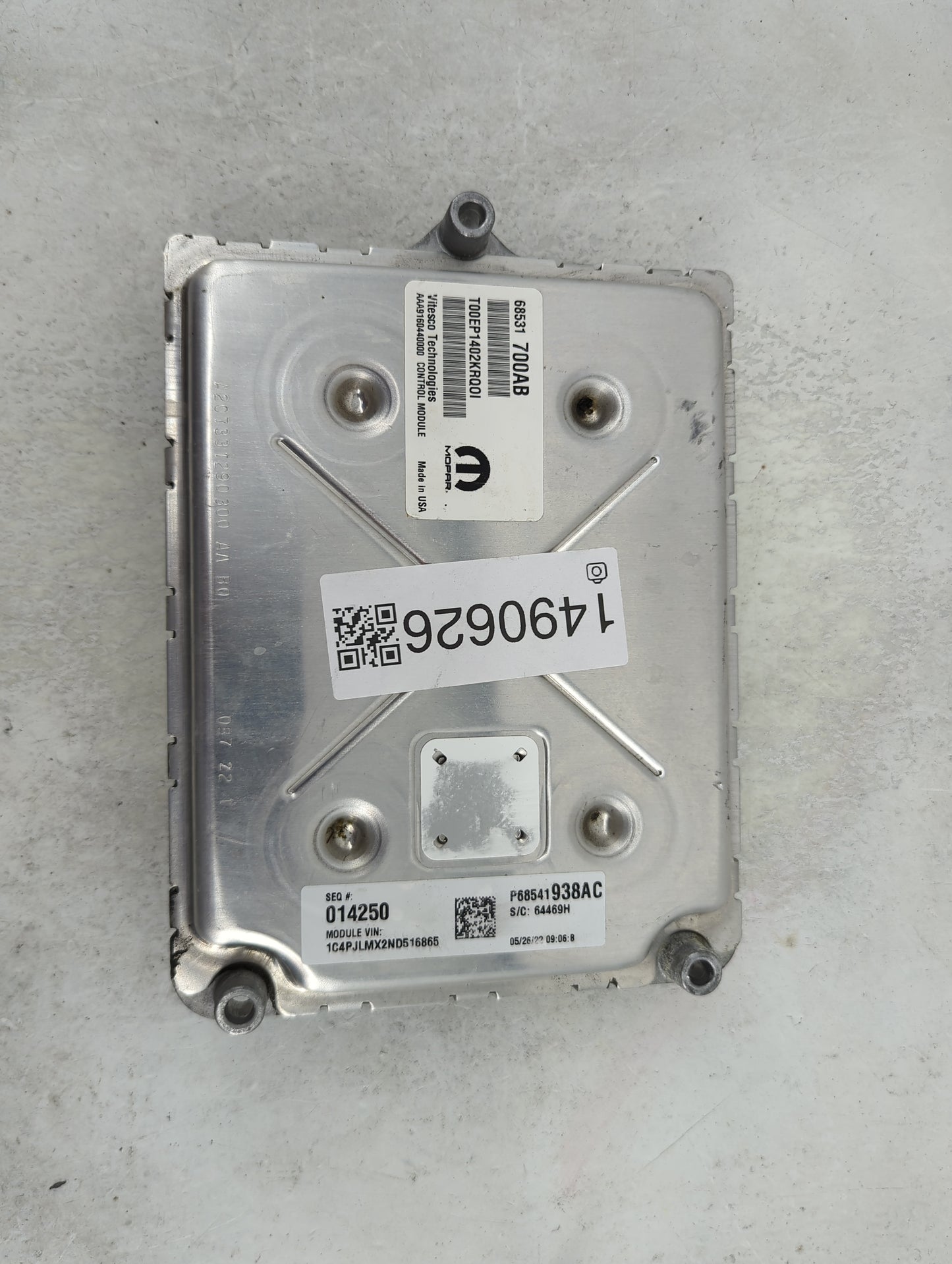 2022 Jeep Cherokee PCM Engine Control Computer ECU ECM PCU OEM P/N:68531700AB T00EP1402KR001, AAA916044000, P68541938AC Fits