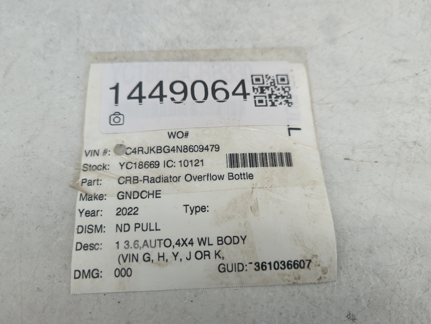 2021 Jeep Grand Cherokee Radiator Coolant Overflow Expansion Tank Bottle - Oemusedautoparts1.com