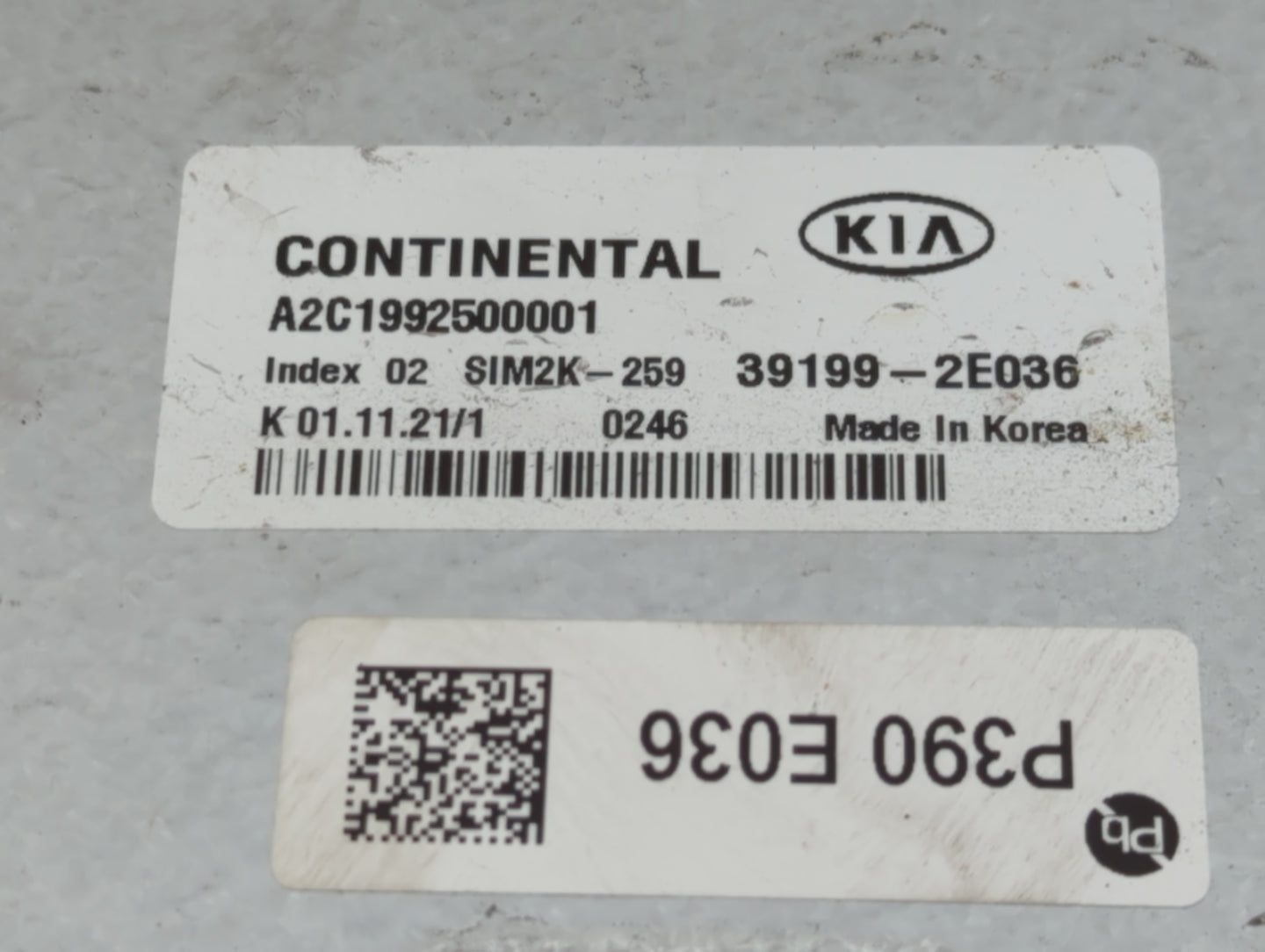 2019-2021 Kia Forte PCM Engine Control Computer ECU ECM PCU OEM P/N:39199-2E036 Fits Fits 2019 2020 2021 OEM Used Auto Parts