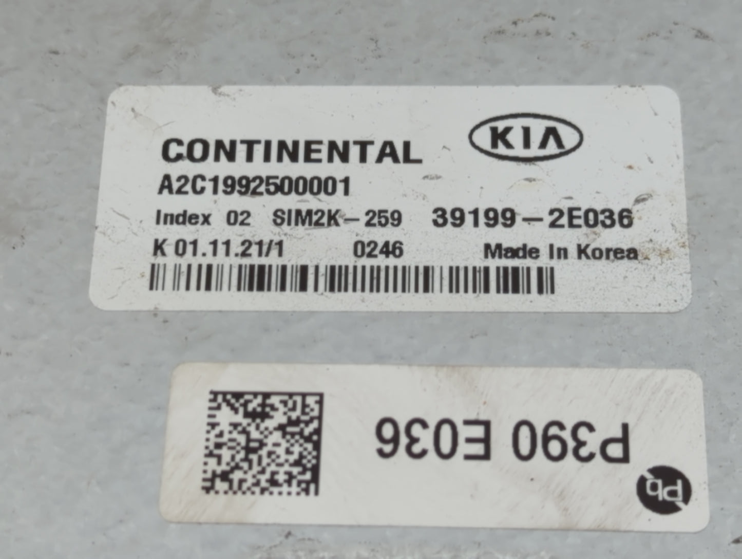 2019-2021 Kia Forte PCM Engine Control Computer ECU ECM PCU OEM P/N:39199-2E036 Fits Fits 2019 2020 2021 OEM Used Auto Parts