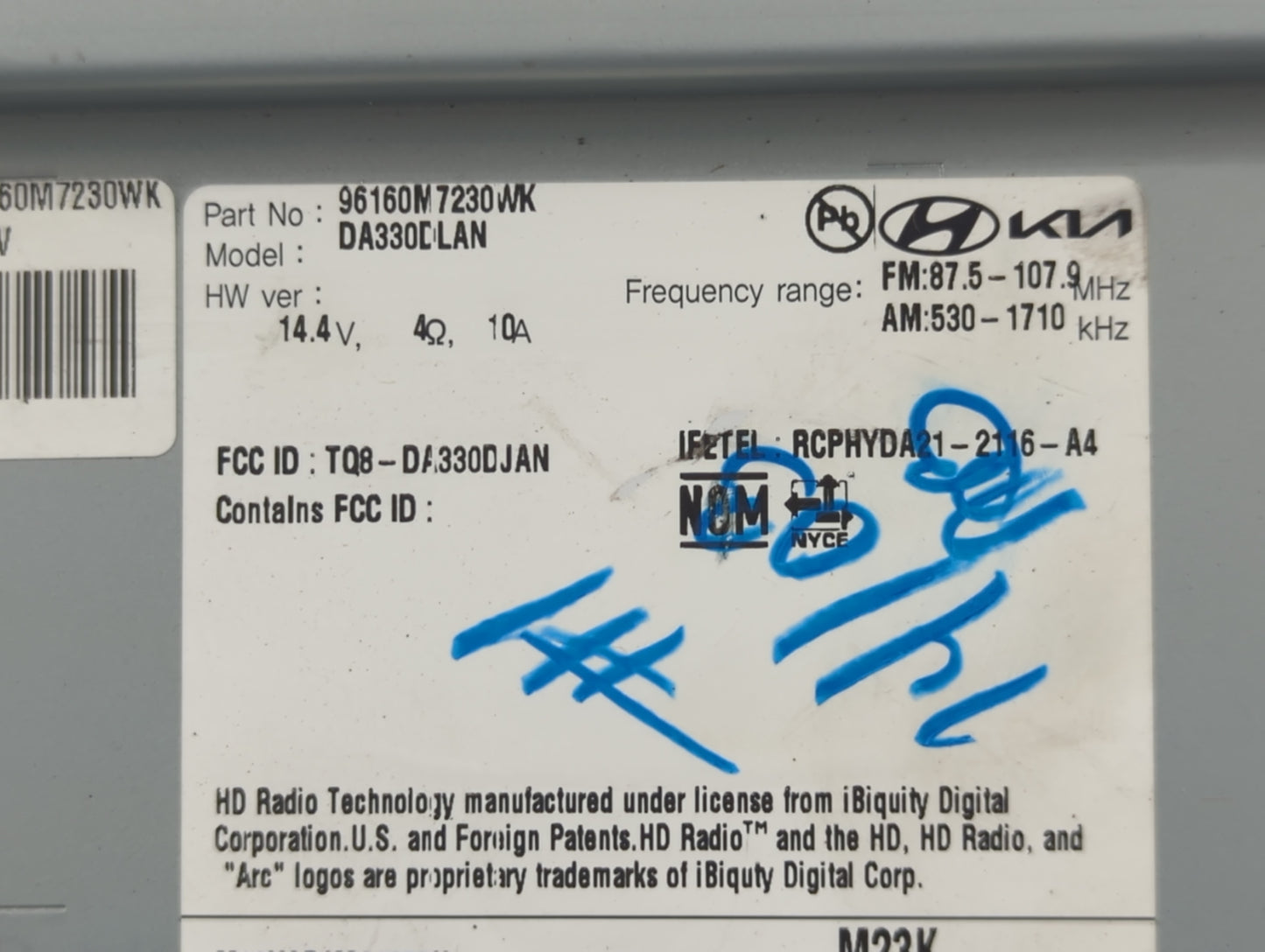 2022 Kia Forte Radio AM FM Cd Player Receiver Replacement P/N:96460M7230WK Fits OEM Used Auto Parts - Oemusedautoparts1.com
