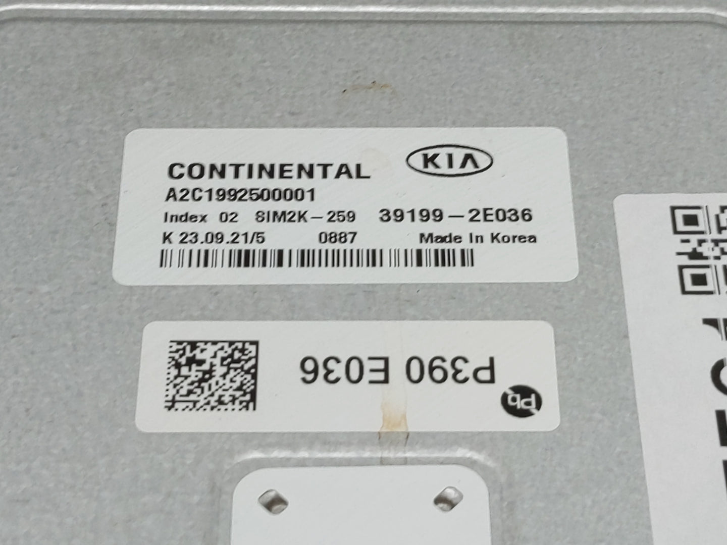 2022 Kia Forte PCM Engine Control Computer ECU ECM PCU OEM P/N:P390 E036 39199-2E036 Fits OEM Used Auto Parts - Oemusedautop