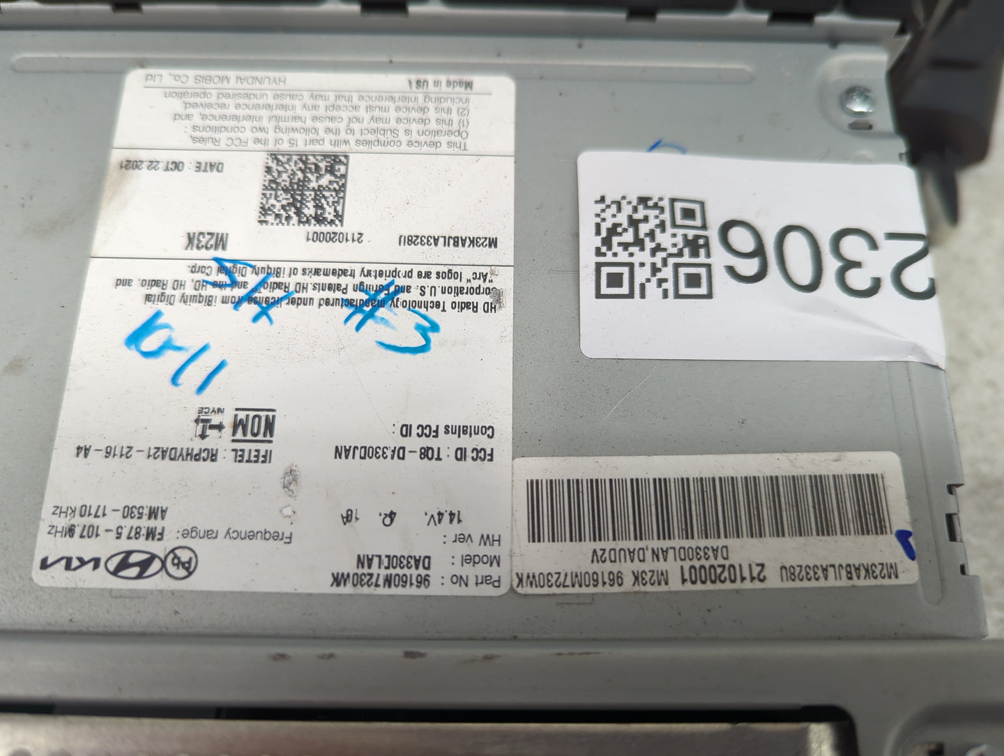 2022 Kia Forte Radio AM FM Cd Player Receiver Replacement P/N:96160M7230WK DA330DLAN Fits OEM Used Auto Parts - Oemusedautop