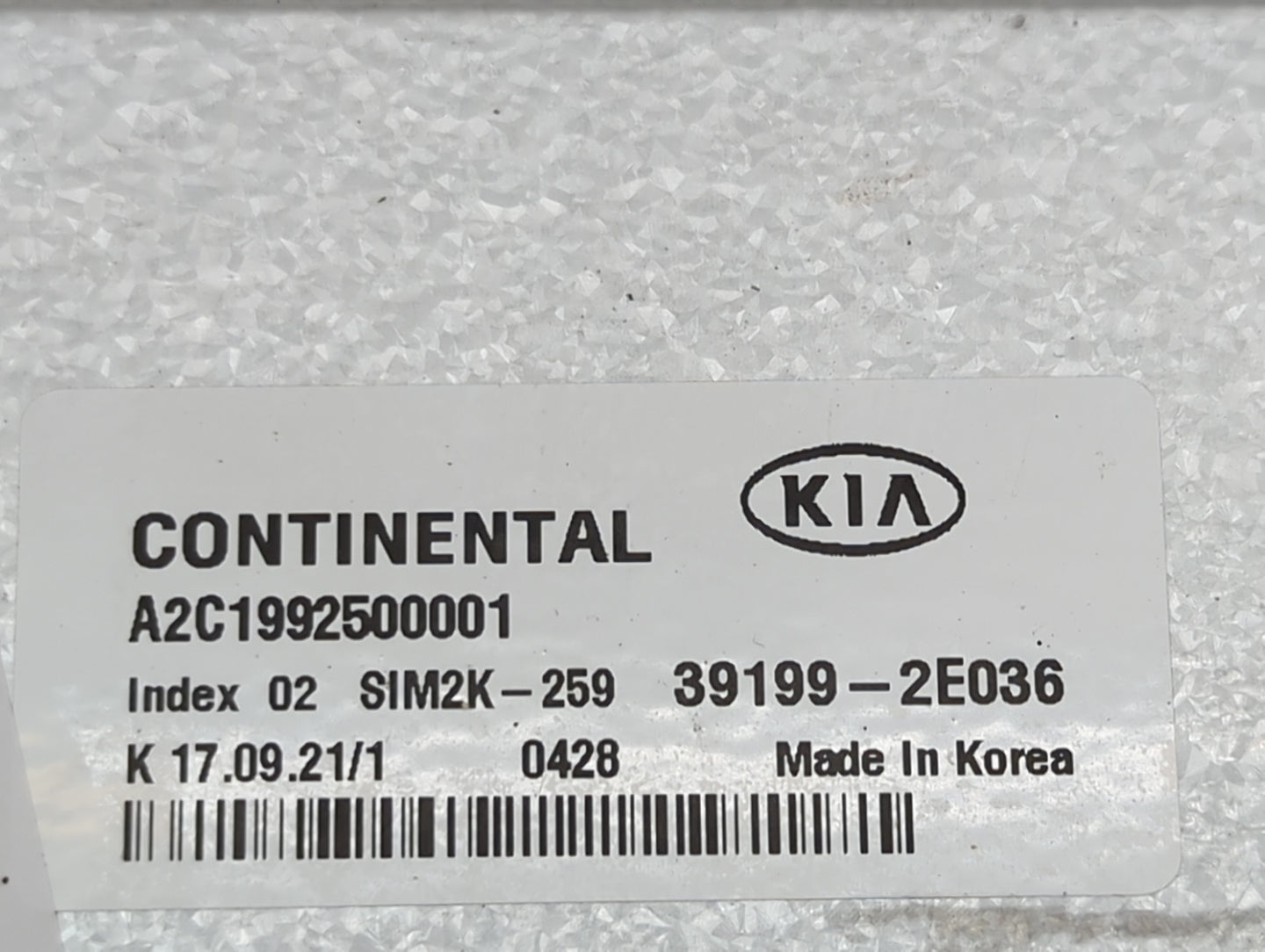 2022 Kia Forte PCM Engine Control Computer ECU ECM PCU OEM P/N:39199-2E036 A2C1992500001, SIM2K-259 Fits OEM Used Auto Parts