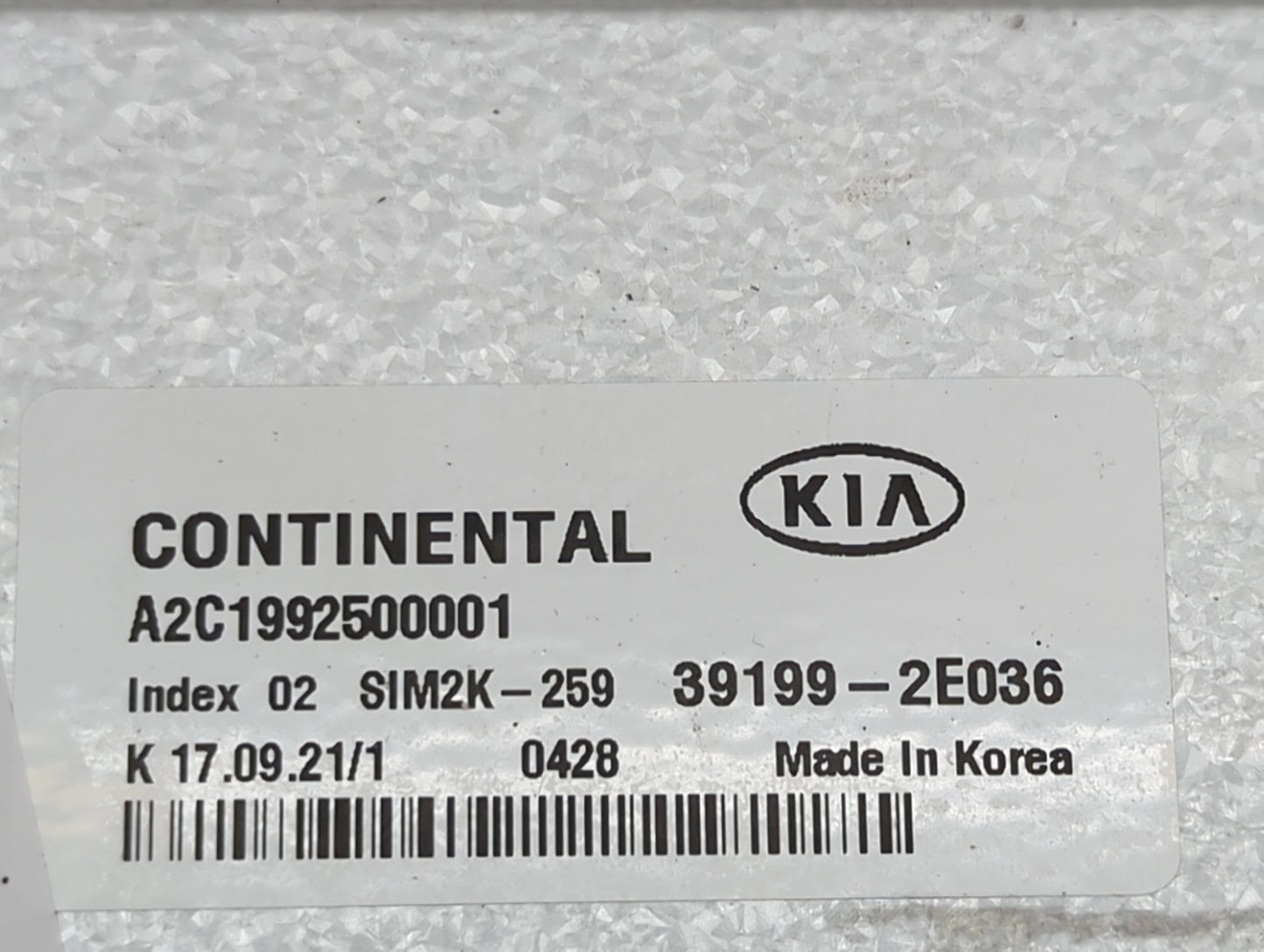 2022 Kia Forte PCM Engine Control Computer ECU ECM PCU OEM P/N:39199-2E036 A2C1992500001, SIM2K-259 Fits OEM Used Auto Parts