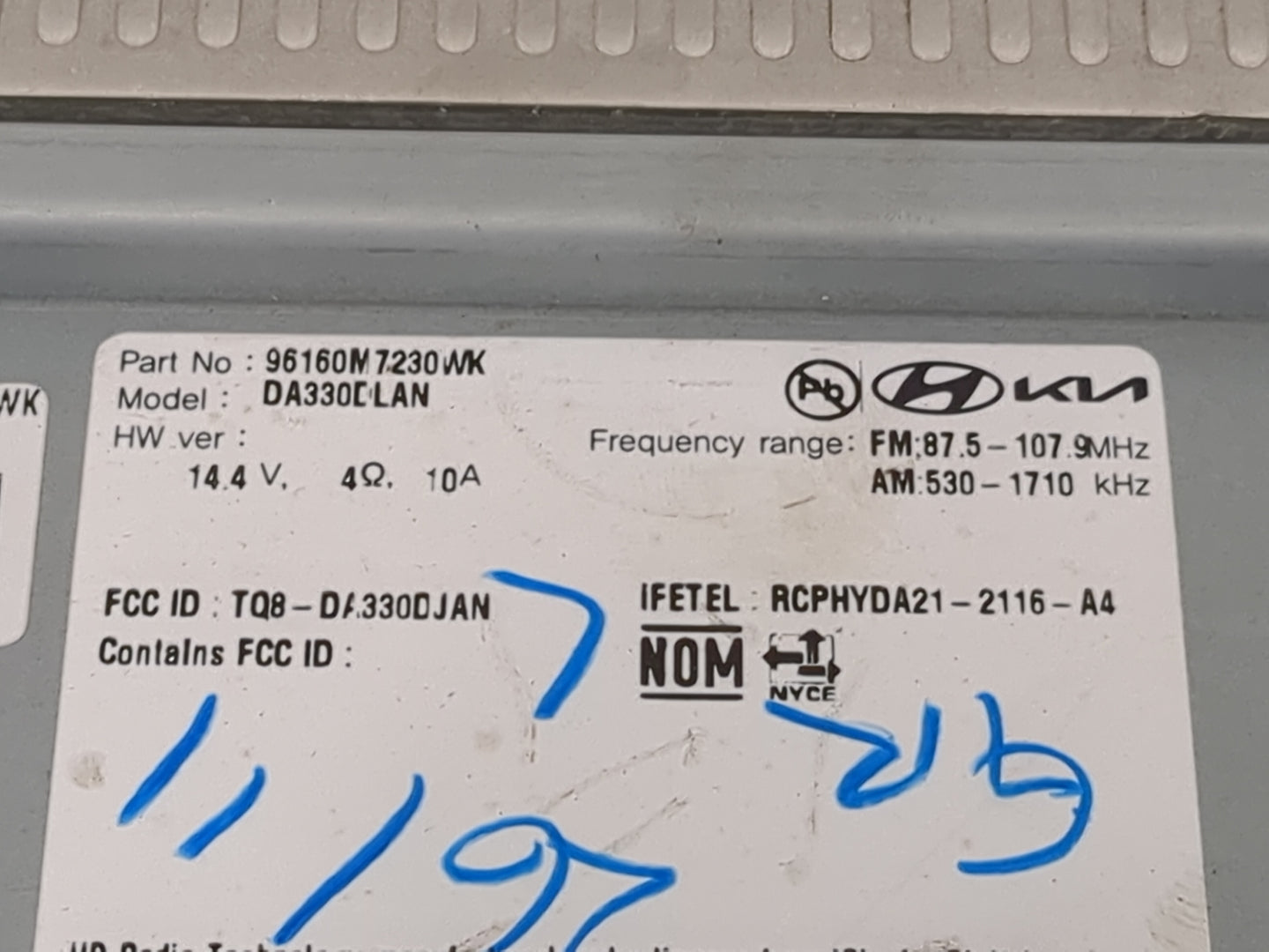 2022 Kia Forte Radio AM FM Cd Player Receiver Replacement P/N:96160M7230WK DA330DLAN, TQ8-DA330DJAN Fits OEM Used Auto Parts