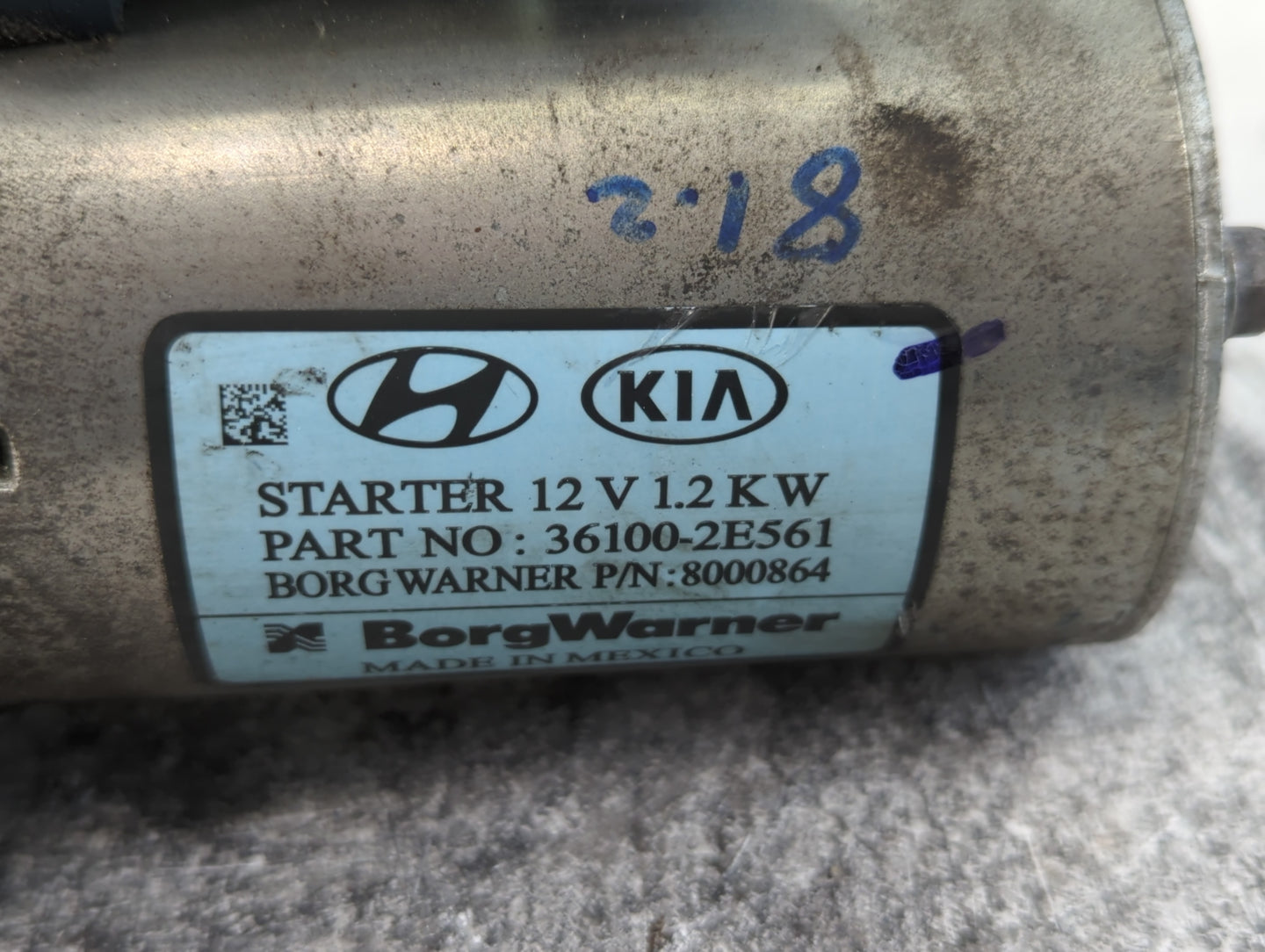 2017-2022 Kia Forte Car Starter Motor Solenoid OEM P/N:8000864 36100-2E564 Fits Fits 2017 2018 2019 2020 2021 2022 OEM Used 
