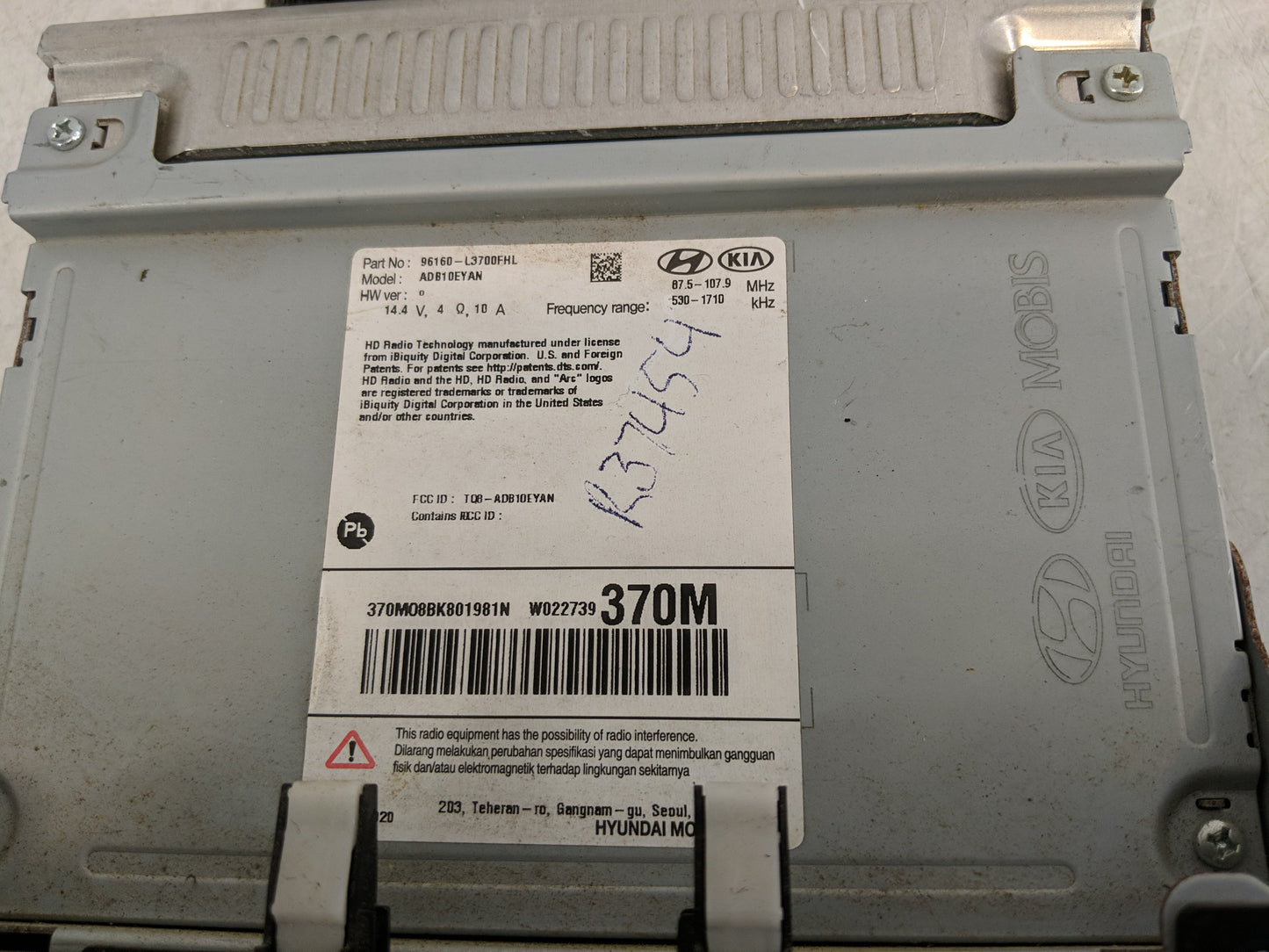 2022 Kia K5 Radio AM FM Cd Player Receiver Replacement P/N:96560-L3750FHL Fits OEM Used Auto Parts - Oemusedautoparts1.com