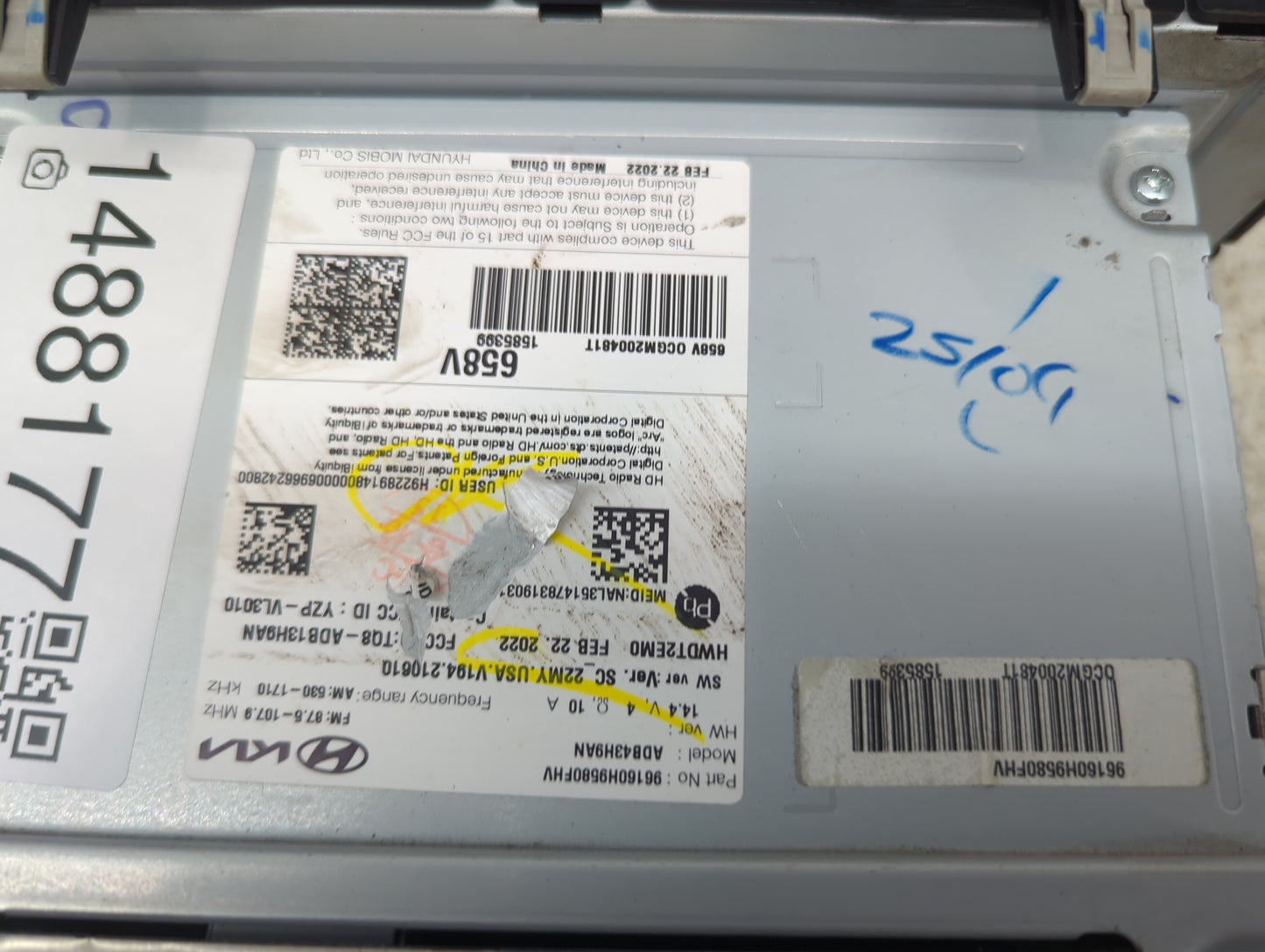 2022 Kia Rio Radio AM FM Cd Player Receiver Replacement P/N:96160H9680FHV AD8434H9AN, YZP-VL3010, TQ8-AD813H9AN Fits OEM Use