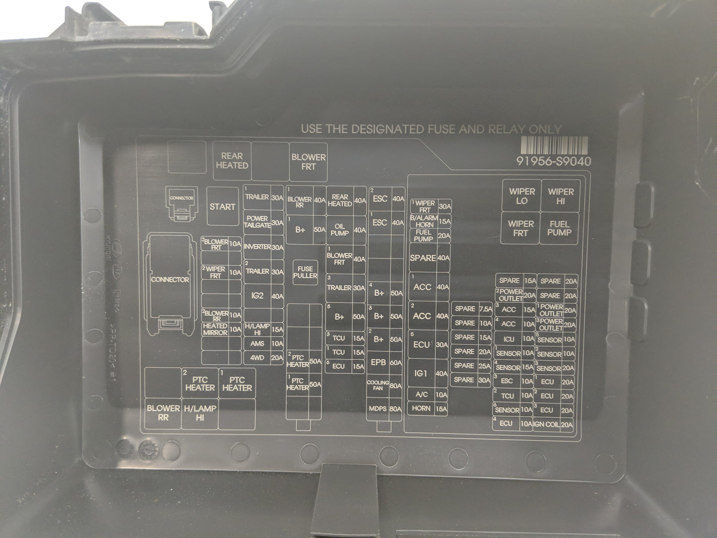 2020-2022 Kia Telluride Fusebox Fuse Box Panel Relay Module P/N:91956-S9060 Fits Fits 2020 2021 2022 OEM Used Auto Parts - O