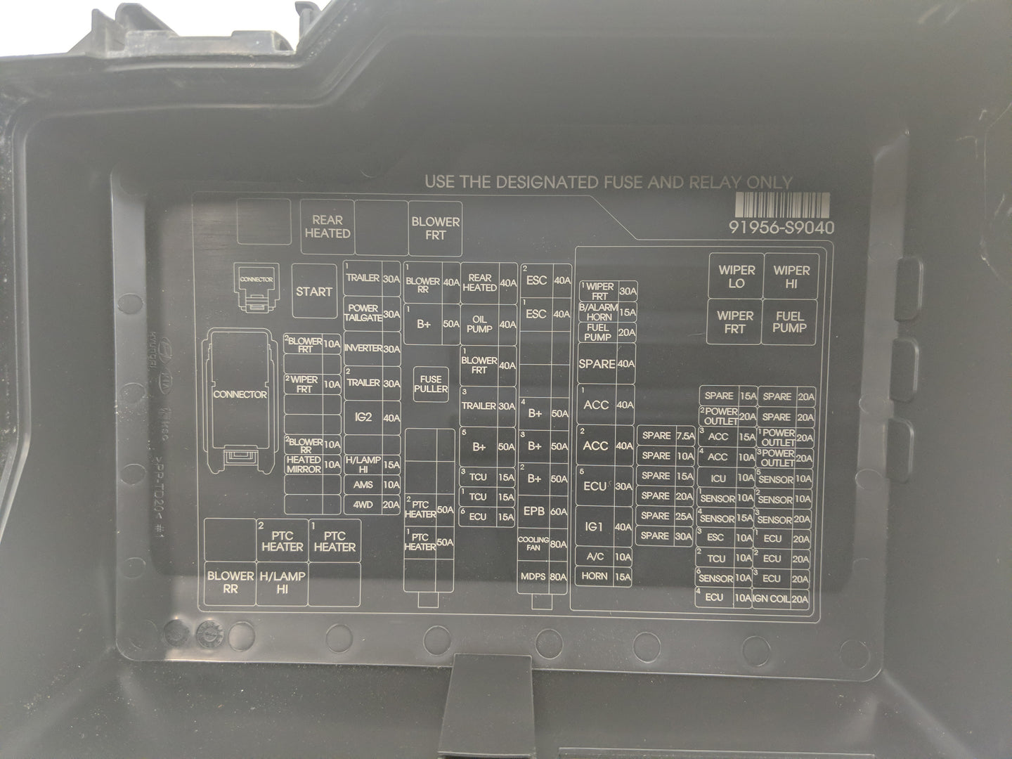 2020-2022 Kia Telluride Fusebox Fuse Box Panel Relay Module P/N:91956-S9060 Fits Fits 2020 2021 2022 OEM Used Auto Parts - O