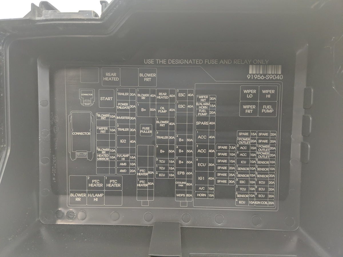 2020-2022 Kia Telluride Fusebox Fuse Box Panel Relay Module P/N:91956-S9060 Fits Fits 2020 2021 2022 OEM Used Auto Parts - O