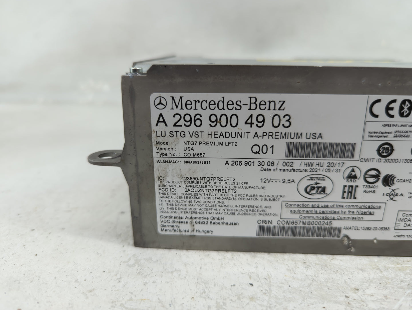 2022 Mercedes-Benz Sclass Radio AM FM Cd Player Receiver Replacement P/N:A2969004903 A206901300602, 2AOUZNTG7PRELFT2 Fits OE