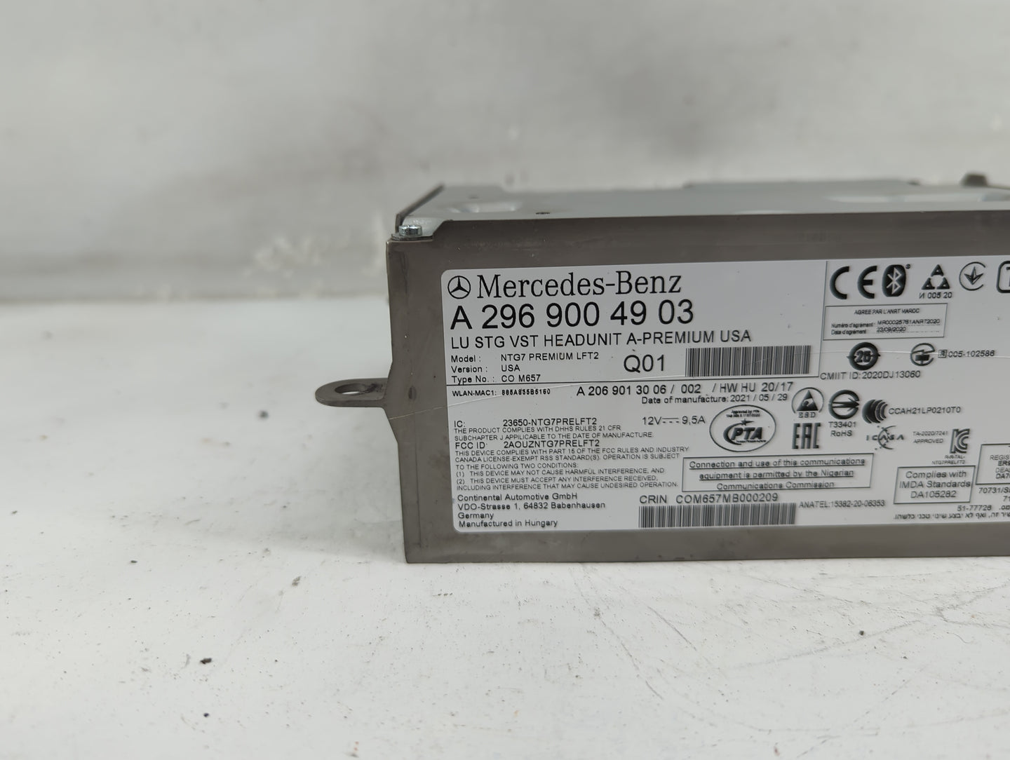 2022 Mercedes-Benz Sl-Class Radio AM FM Cd Player Receiver Replacement P/N:A2969004903 A206901300602, NTG7PREMIUMLFT2 Fits O