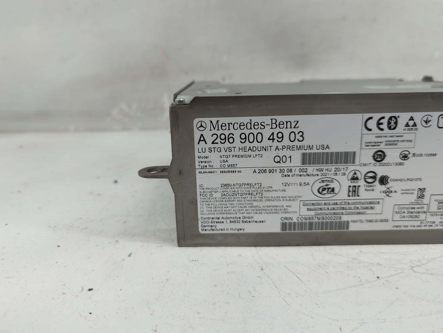 2022 Mercedes-Benz Sl-Class Radio AM FM Cd Player Receiver Replacement P/N:A2969004903 A206901300602, NTG7PREMIUMLFT2 Fits O
