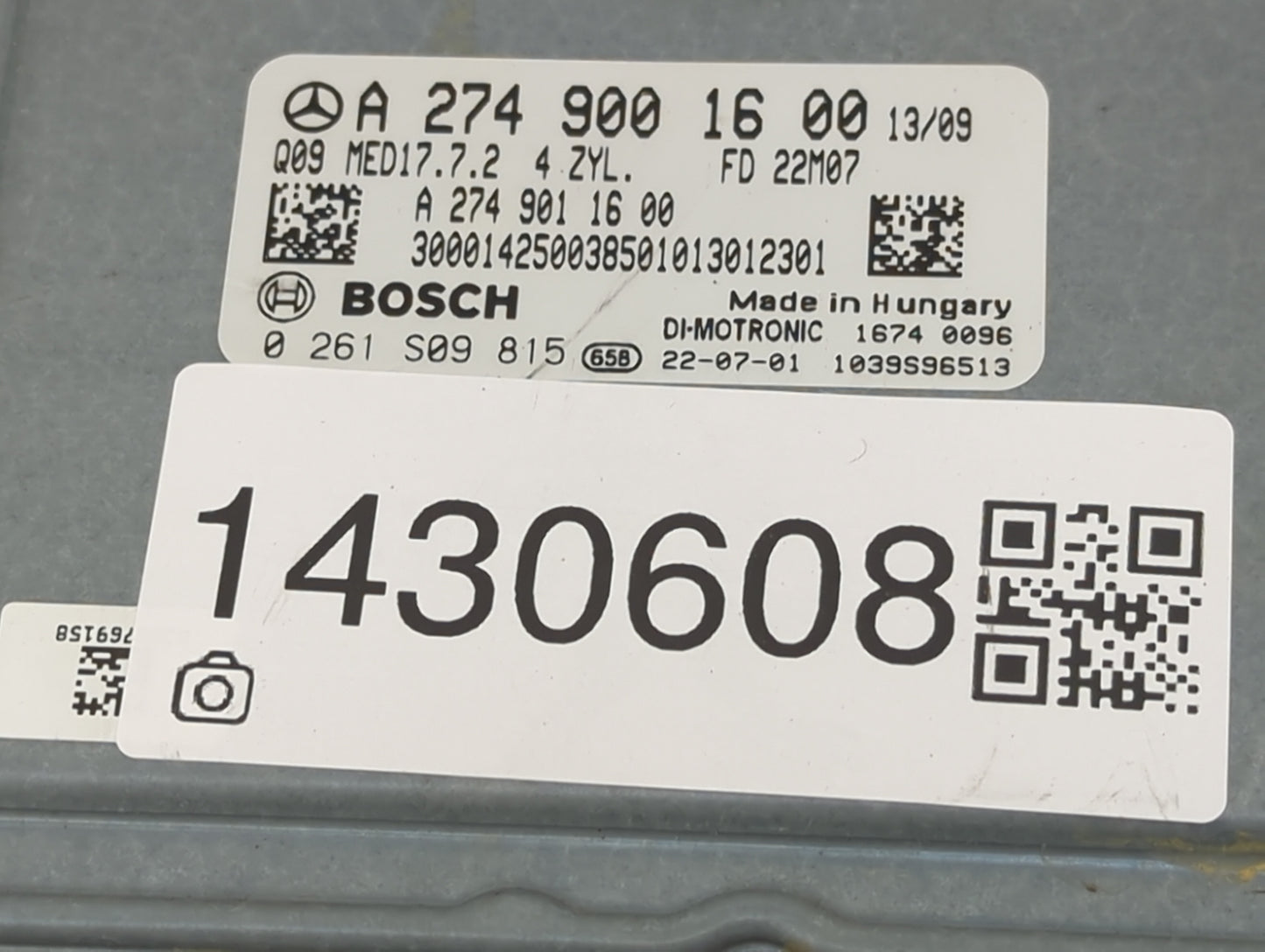 2022 Mercedes Mb2500 PCM Engine Control Computer ECU ECM PCU OEM P/N:A 274 900 16 00 A 274 901 16 00 Fits OEM Used Auto Part