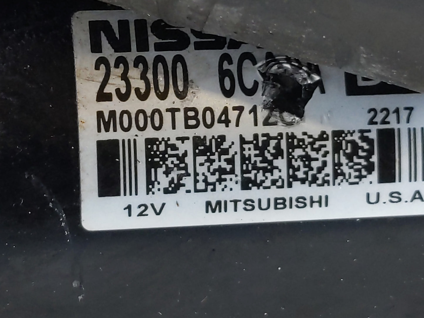 2019-2022 Nissan Altima Car Starter Motor Solenoid OEM P/N:M000TB0471ZC Fits Fits 2019 2020 2021 2022 OEM Used Auto Parts - 