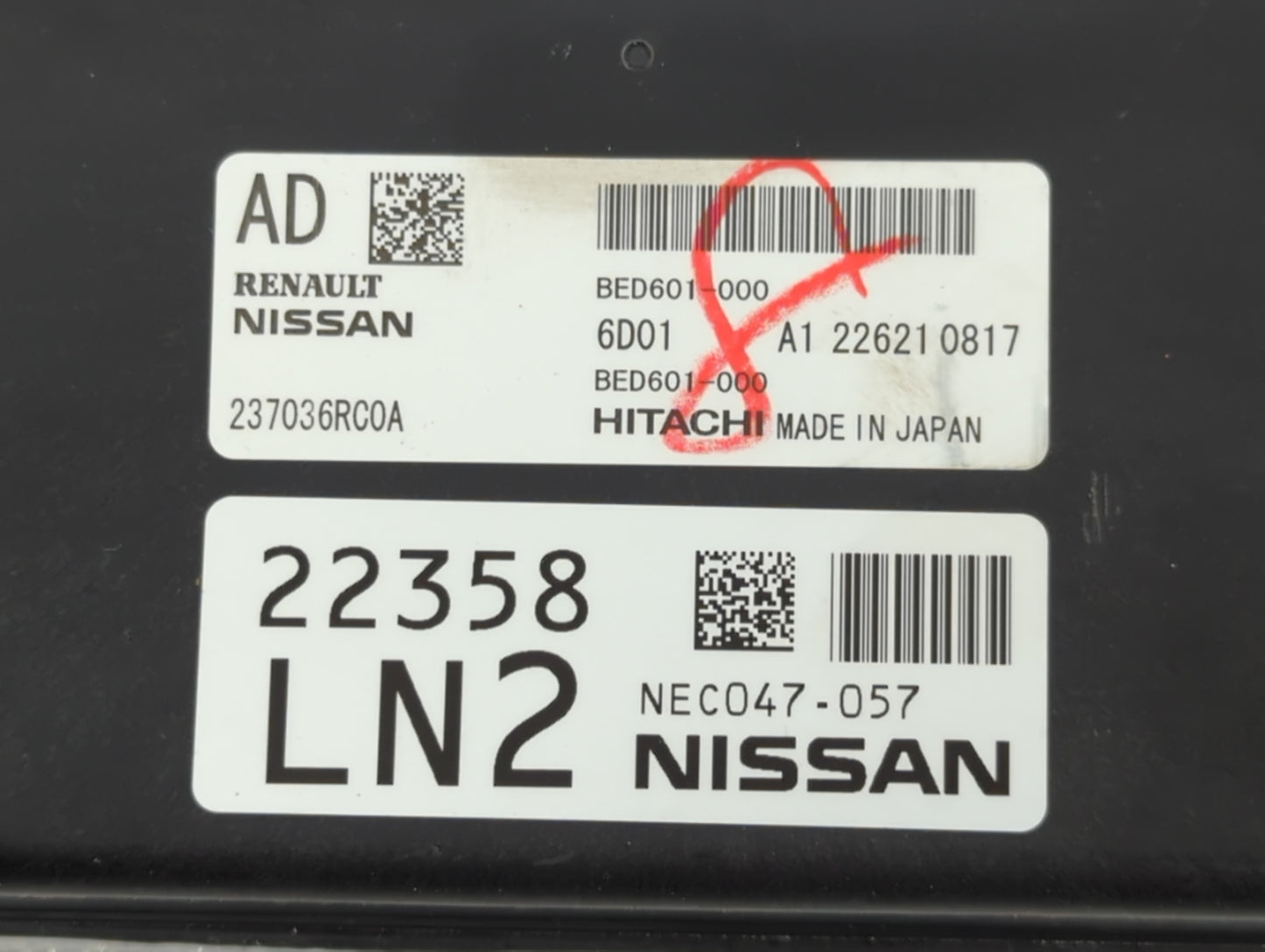 2022 Nissan Rogue PCM Engine Control Computer ECU ECM PCU OEM P/N:A1 22621 0817 237036RC0A Fits OEM Used Auto Parts - Oemuse