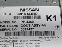 2022 Nissan Sentra Radio AM FM Cd Player Receiver Replacement P/N:2591A6LB5D PP-4360, 275-2604-01 Fits OEM Used Auto Parts -