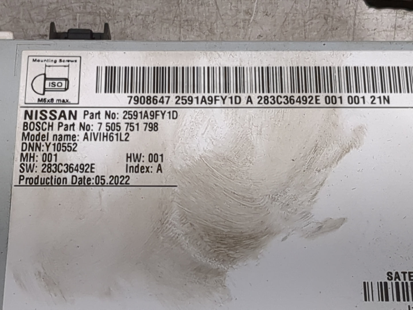 2022 Nissan Titan Radio AM FM Cd Player Receiver Replacement P/N:2591A9FY1D 7505751798, AIVIH61L2 Fits OEM Used Auto Parts -