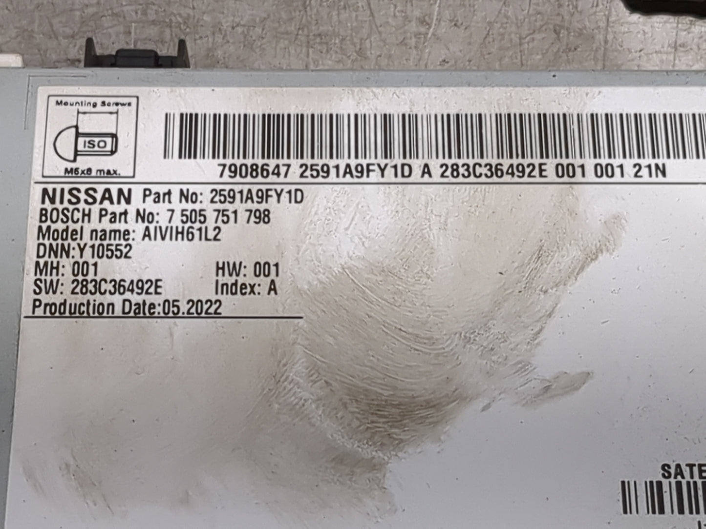 2022 Nissan Titan Radio AM FM Cd Player Receiver Replacement P/N:2591A9FY1D 7505751798, AIVIH61L2 Fits OEM Used Auto Parts -