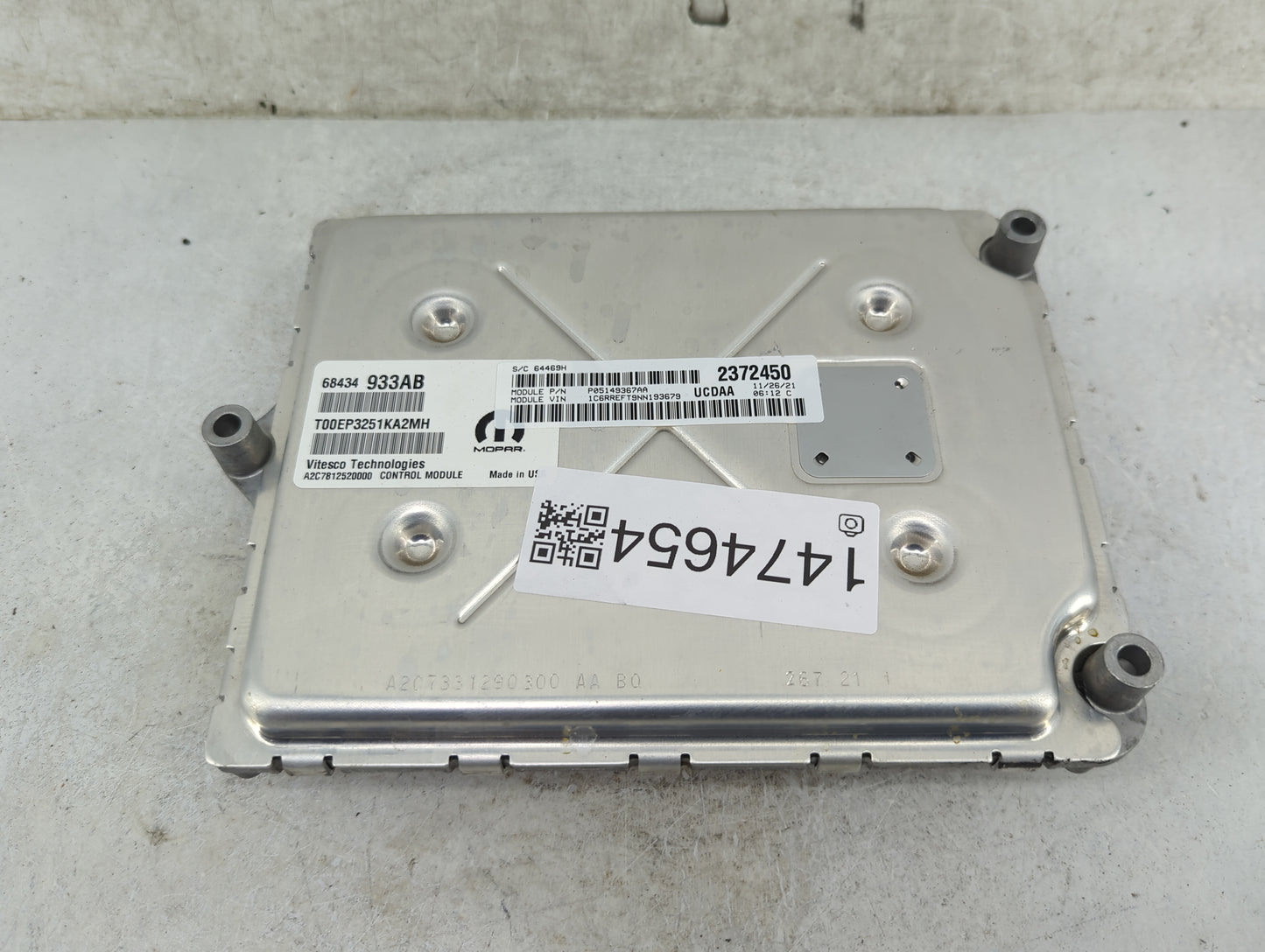 2020-2022 Ram 1500 PCM Engine Control Computer ECU ECM PCU OEM P/N:P05149367AA 68434933AB, T00EP3251KA2MH Fits Fits 2020 202
